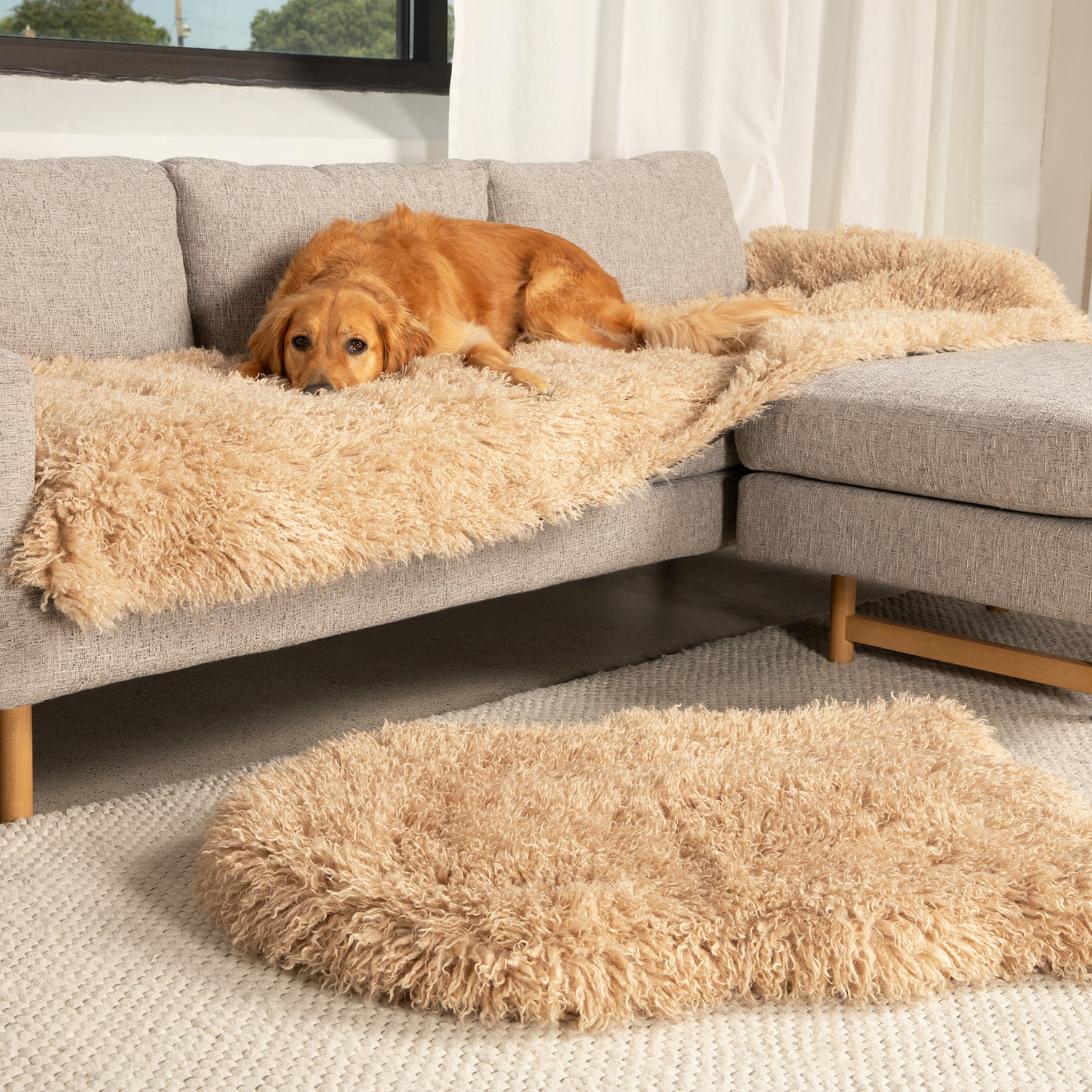 PupProtector™ Luxe Waterproof Bed Runner - Plush Sheep Tan、mySite、solidvoid