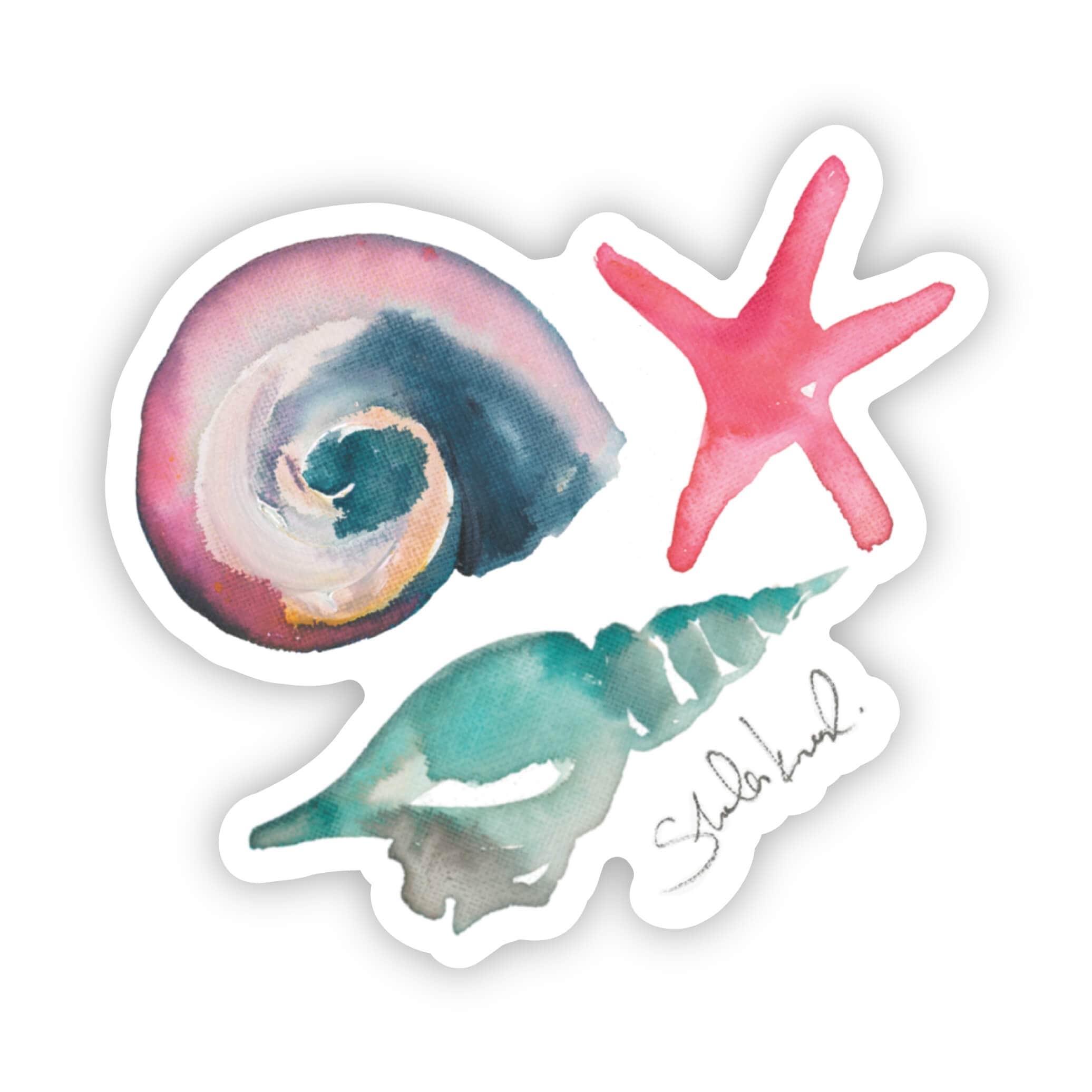  Ocean shellfish watercolor sticker、mySite、elrpsem3k