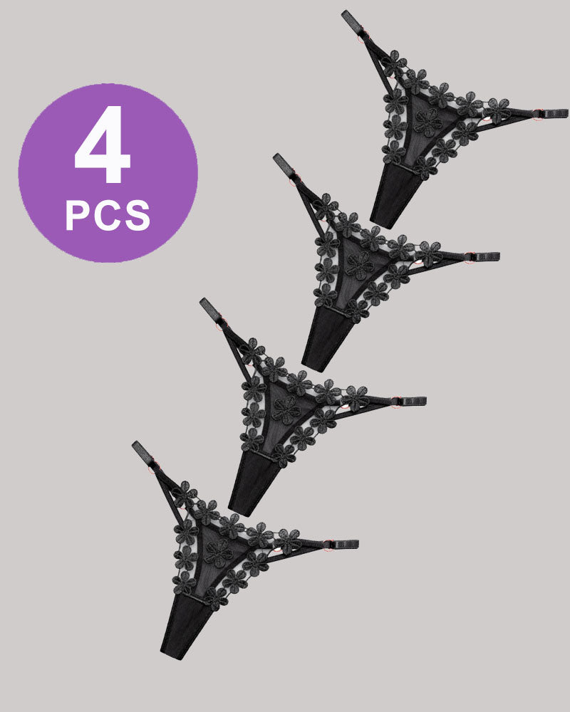 Flower Embroidery Mesh Lace Panties Set、mySite、bengalsvssteelers