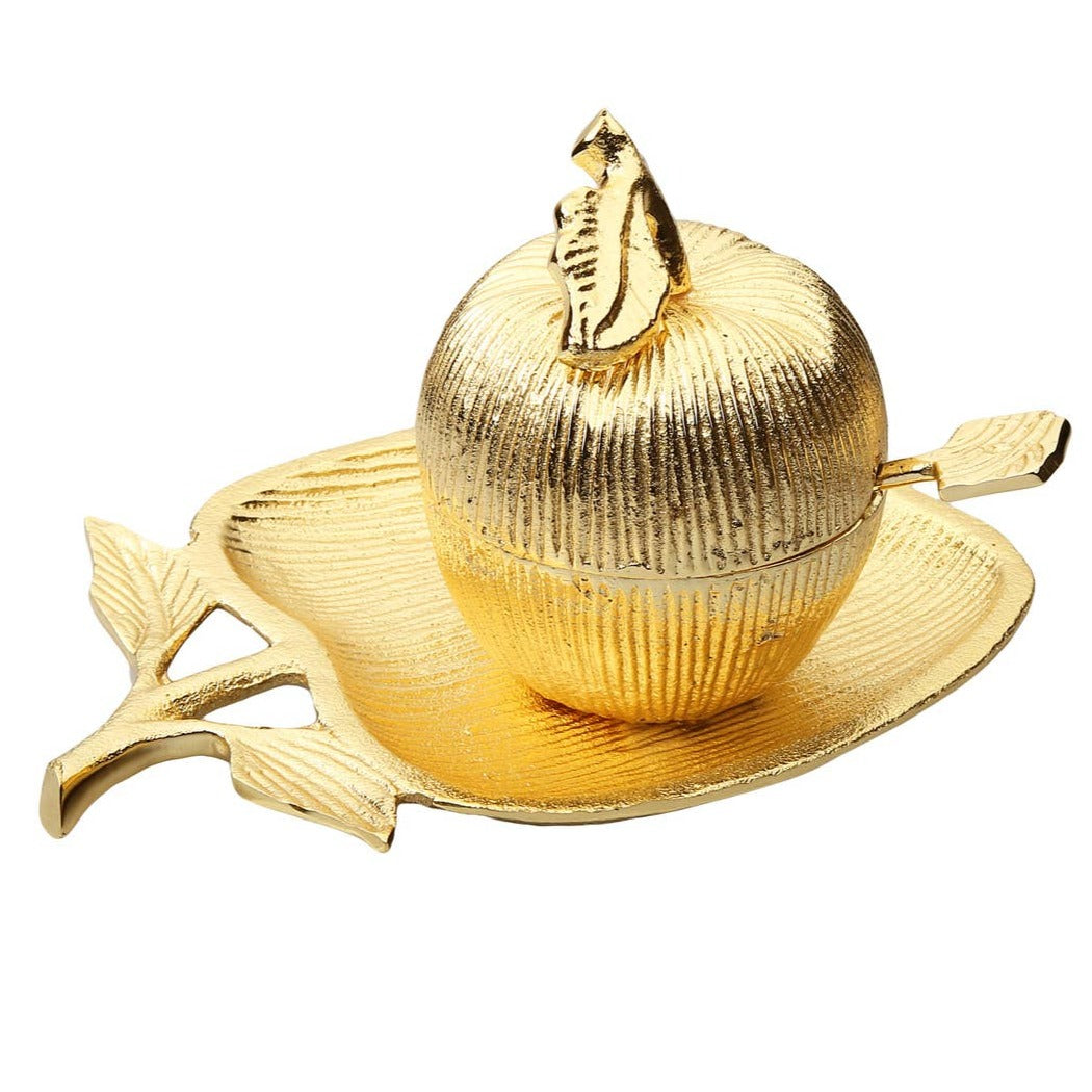 Apple Shaped Dish with Removable Honey Jar - Gold or Silver、mySite、topwebapps
