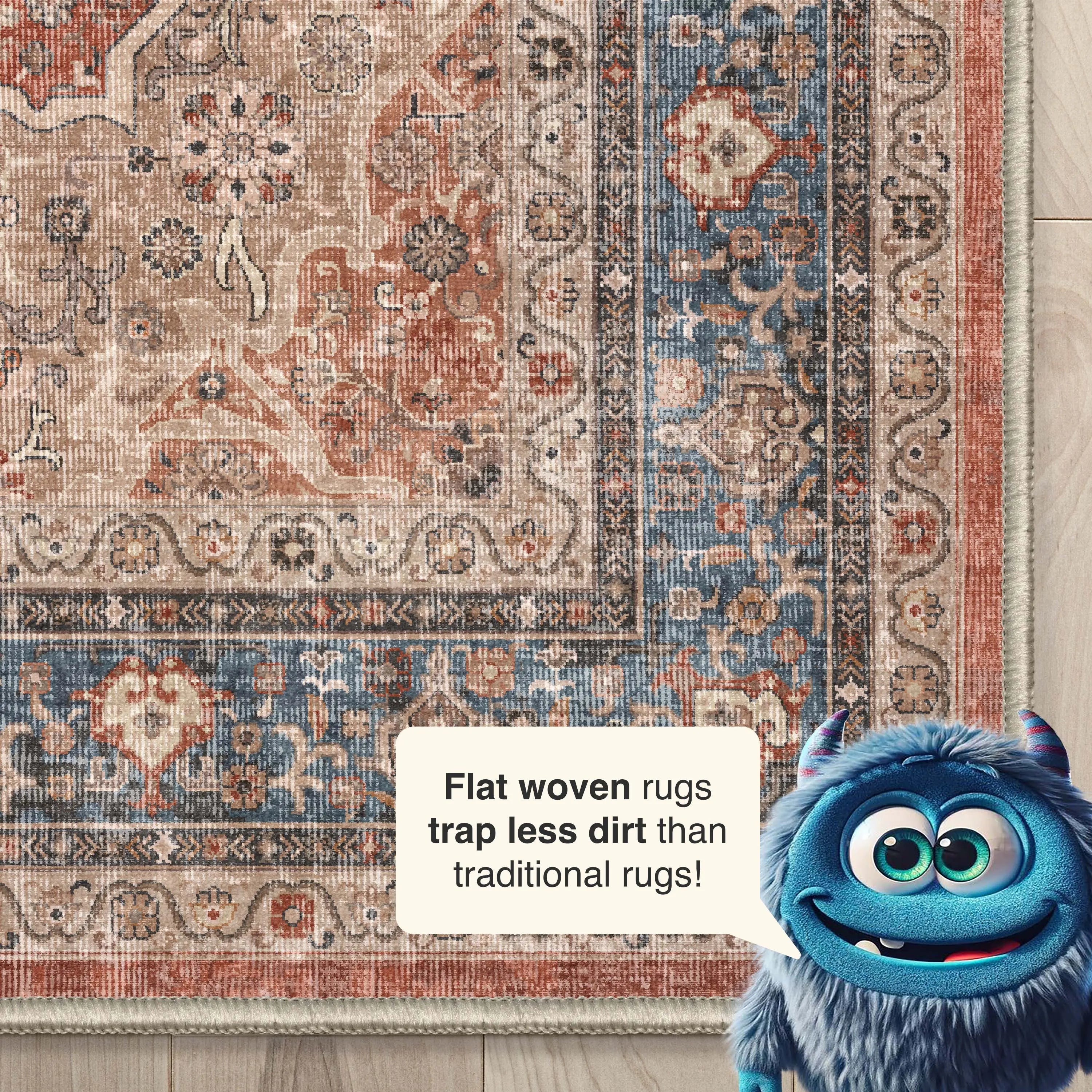 Asha 2-in-1 Lilith Vintage Oriental Kilim Rug + Rug Pad Included、mySite、gigharbornorthrealestate