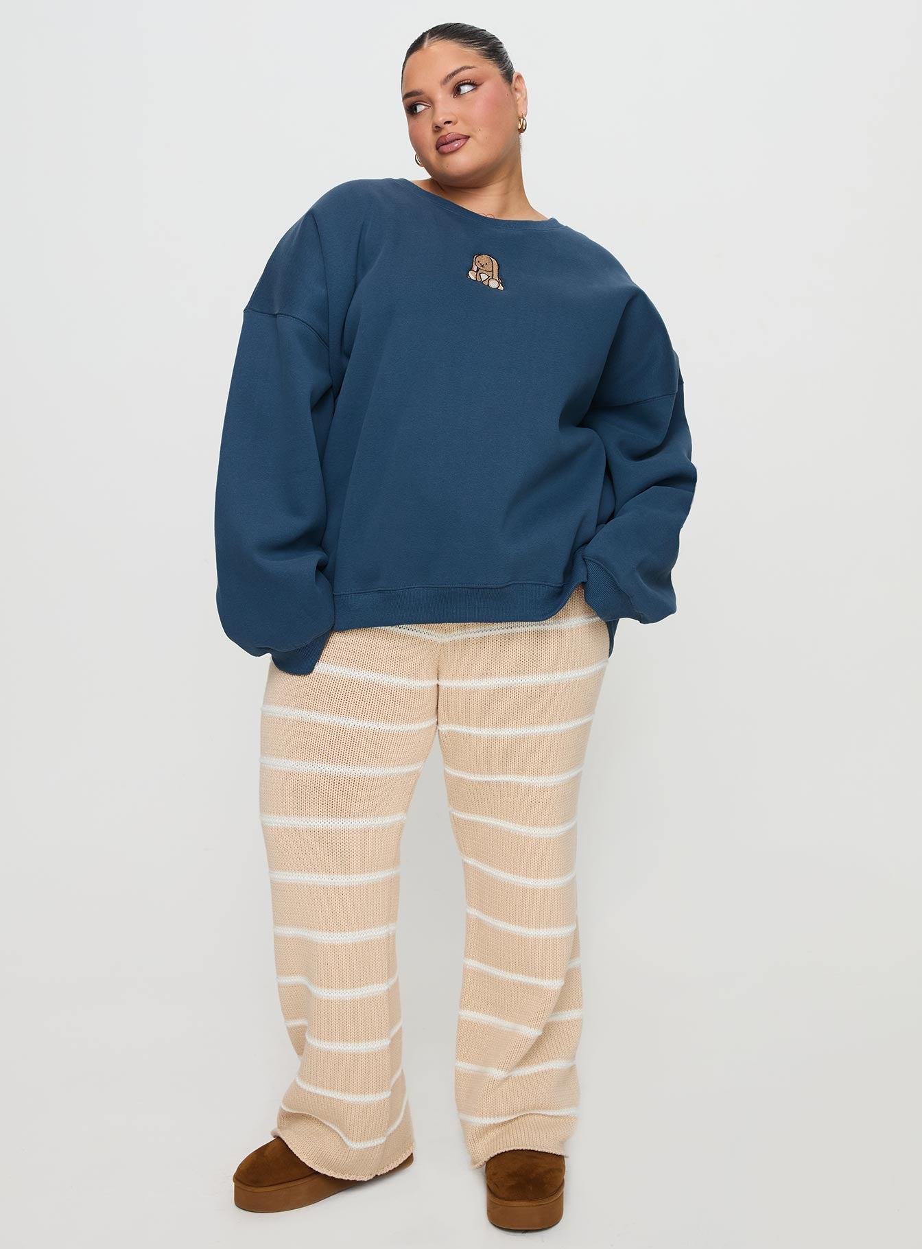 Sleepy Bunny Crewneck Jumper Navy Curve、mySite、solidvoid