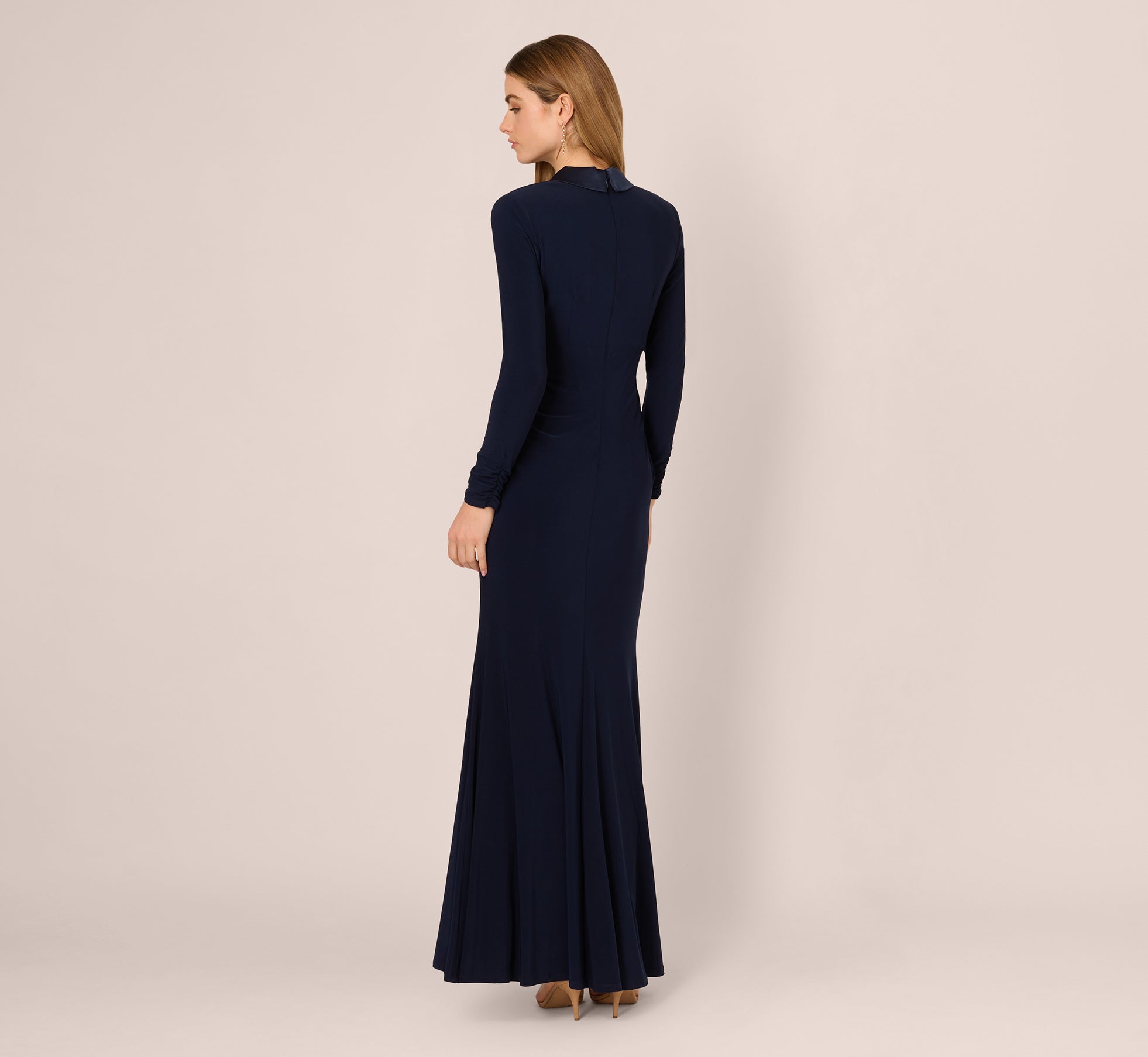 Tuxedo Mermaid Gown With Long Sleeves In Midnight、mySite、solidvoid