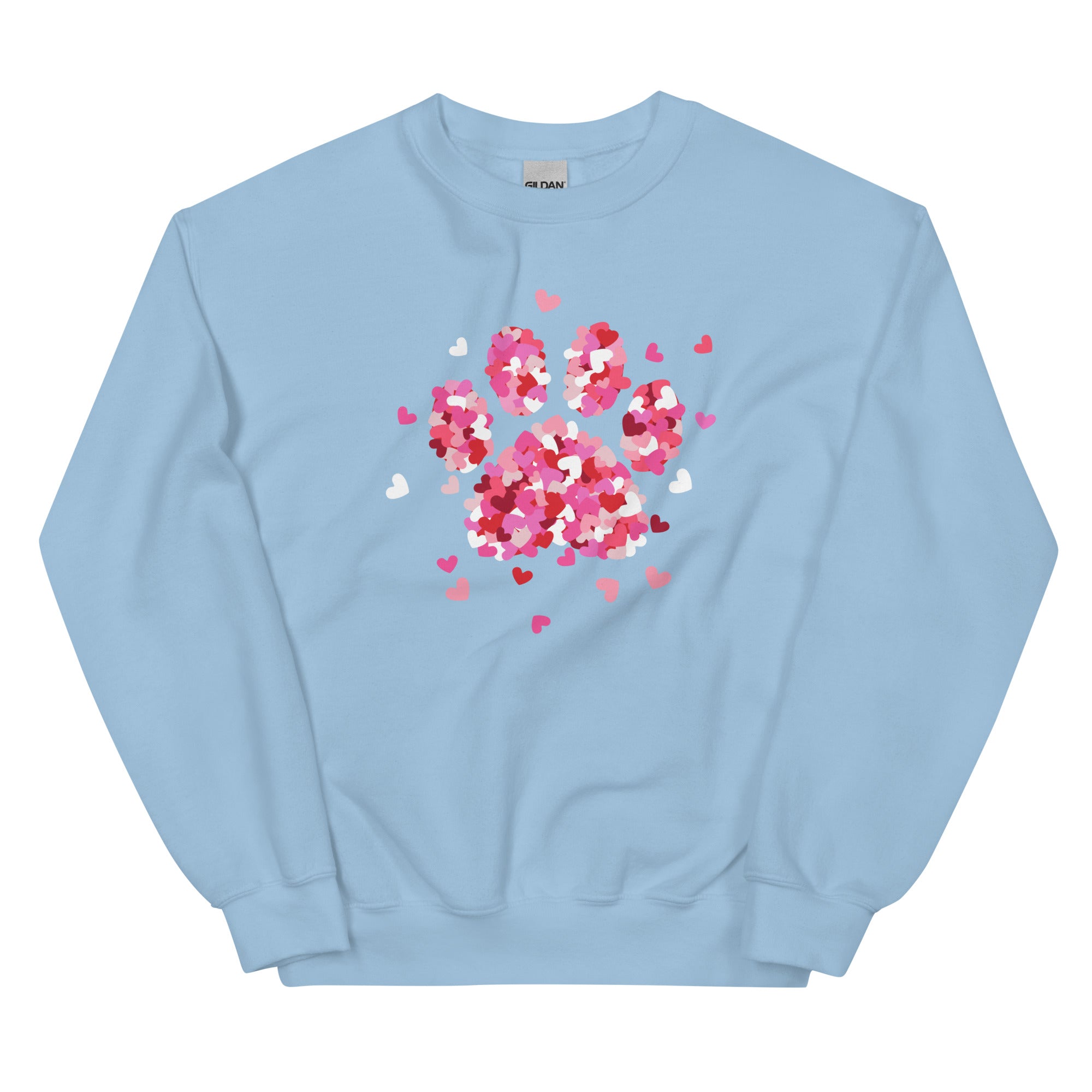 Pink Paw Print of Hearts Crewneck Sweatshirt、mySite、camillekostekn