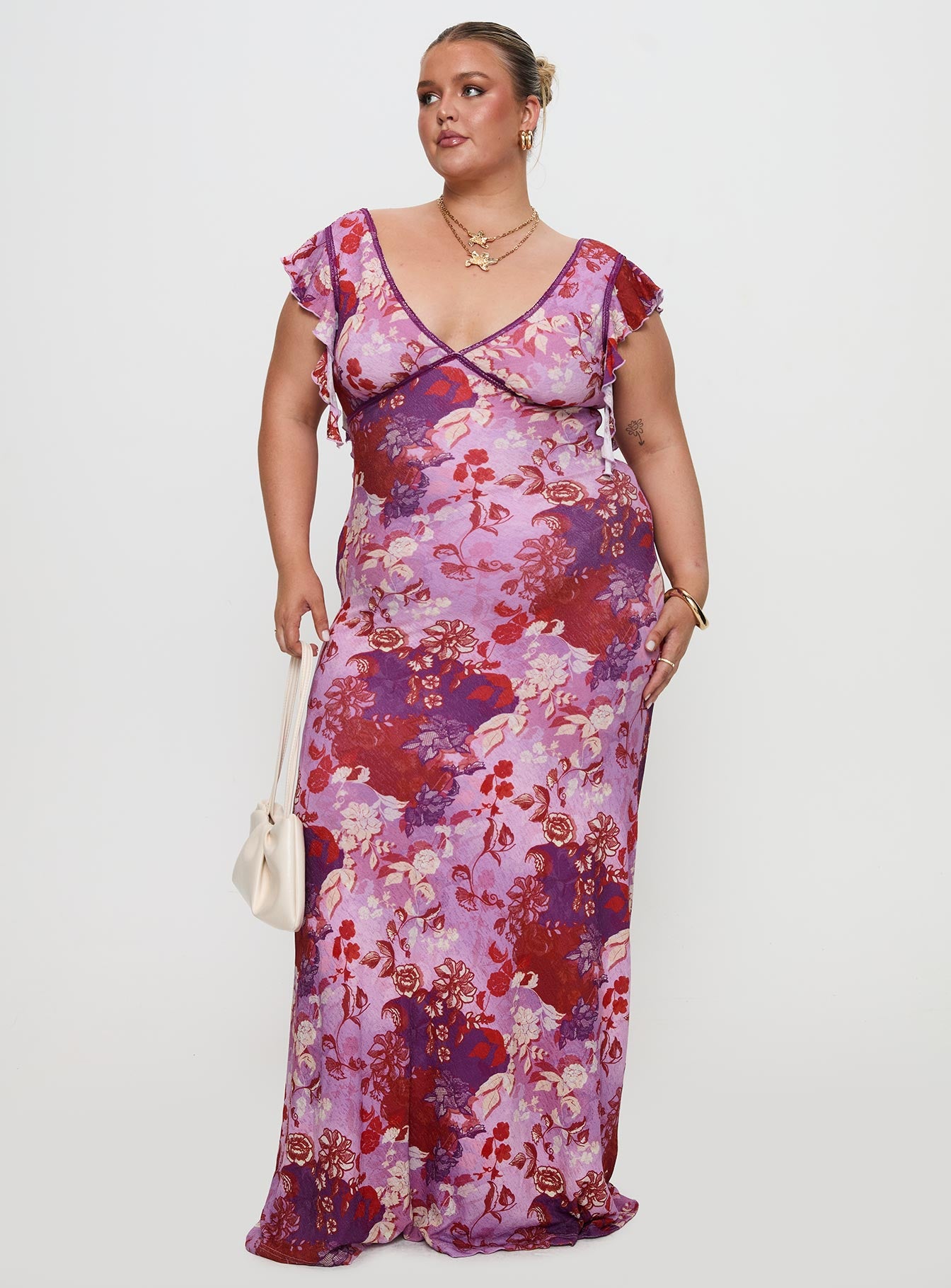 Soleila Maxi Dress Purple Multi Curve、mySite、solidvoid