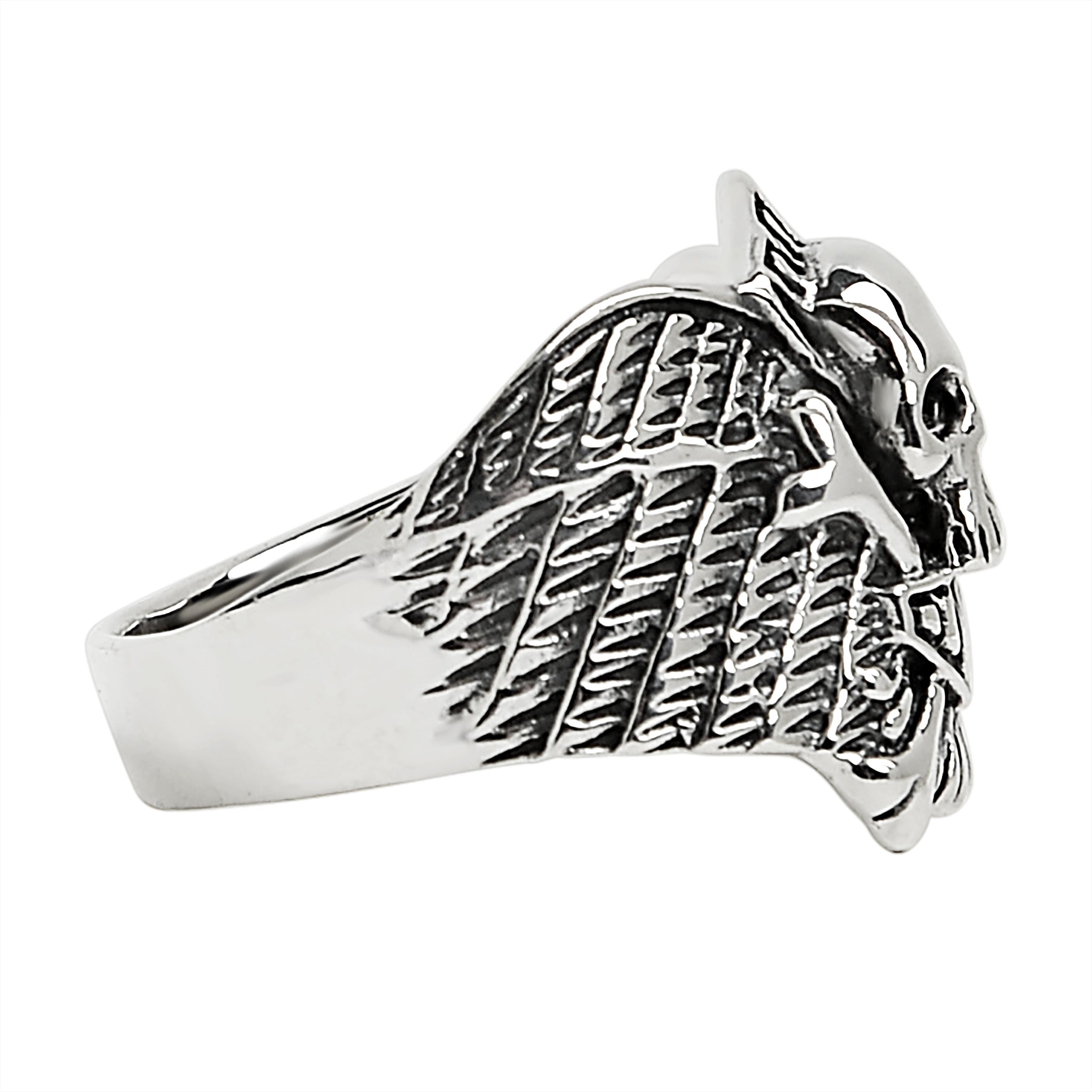 Sterling Silver Winged Skull And Crossbones Shield Ring / SSR0003、mySite、dreamappss