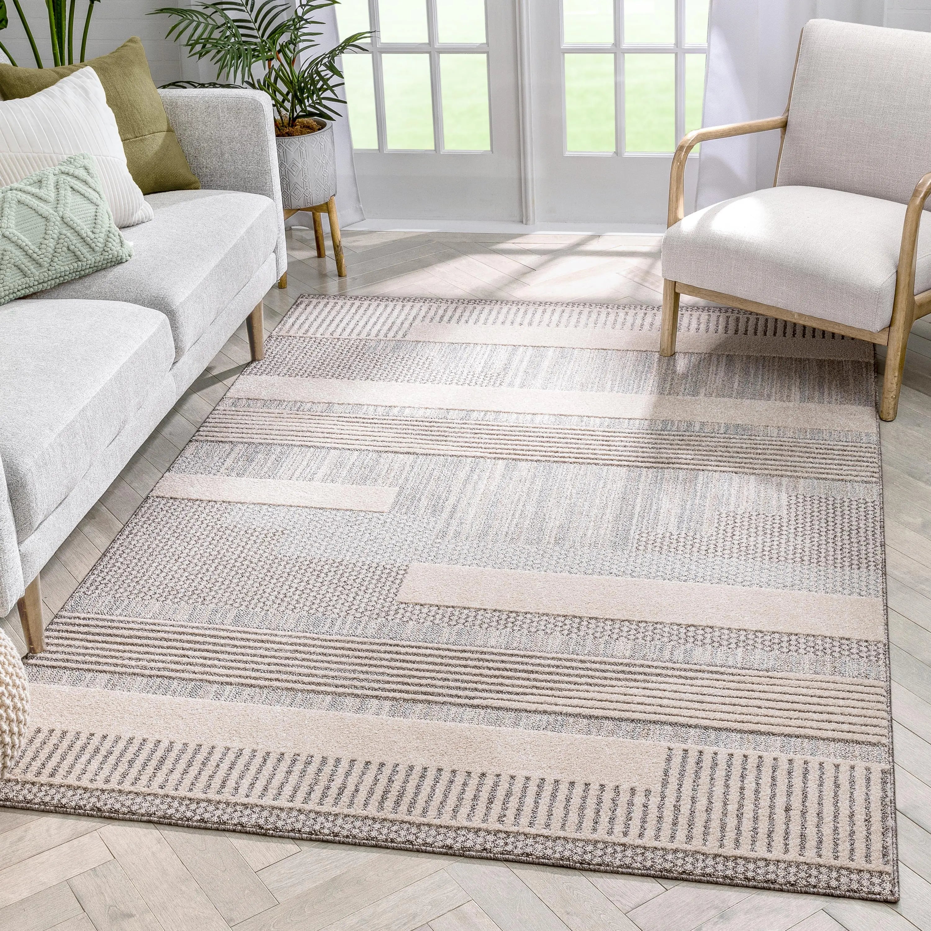 Briar Tribal Geometric Abstract Beige Looped Pile Rug、mySite、gigharbornorthrealestate