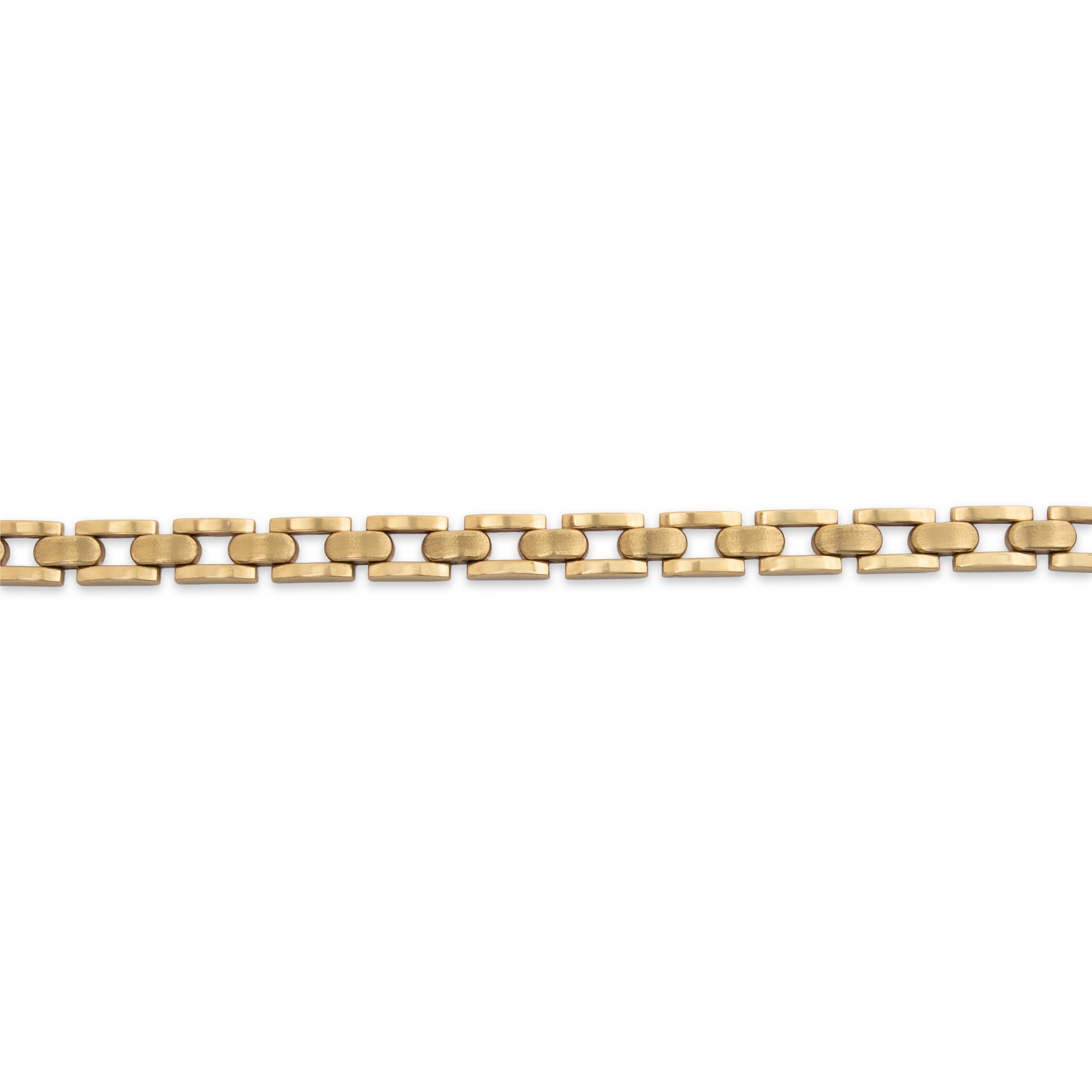 Vintage Italian 14k Yellow Gold Brushed Flat Link Bracelet 7、mySite、hinf8tx79