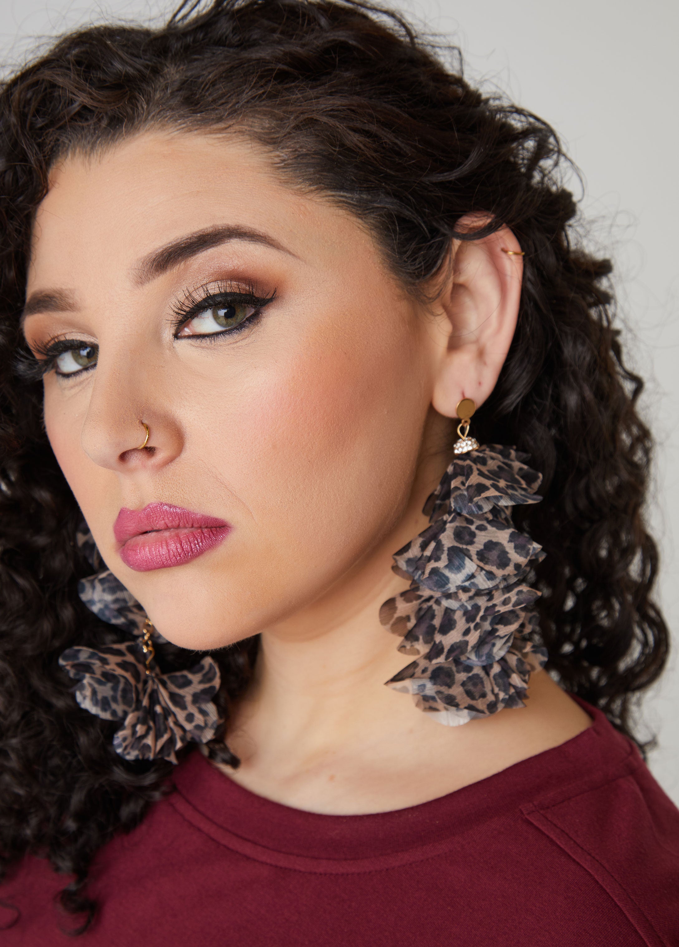 Crystal & Leopard Chiffon Earrings、mySite、bengalsvssteelers