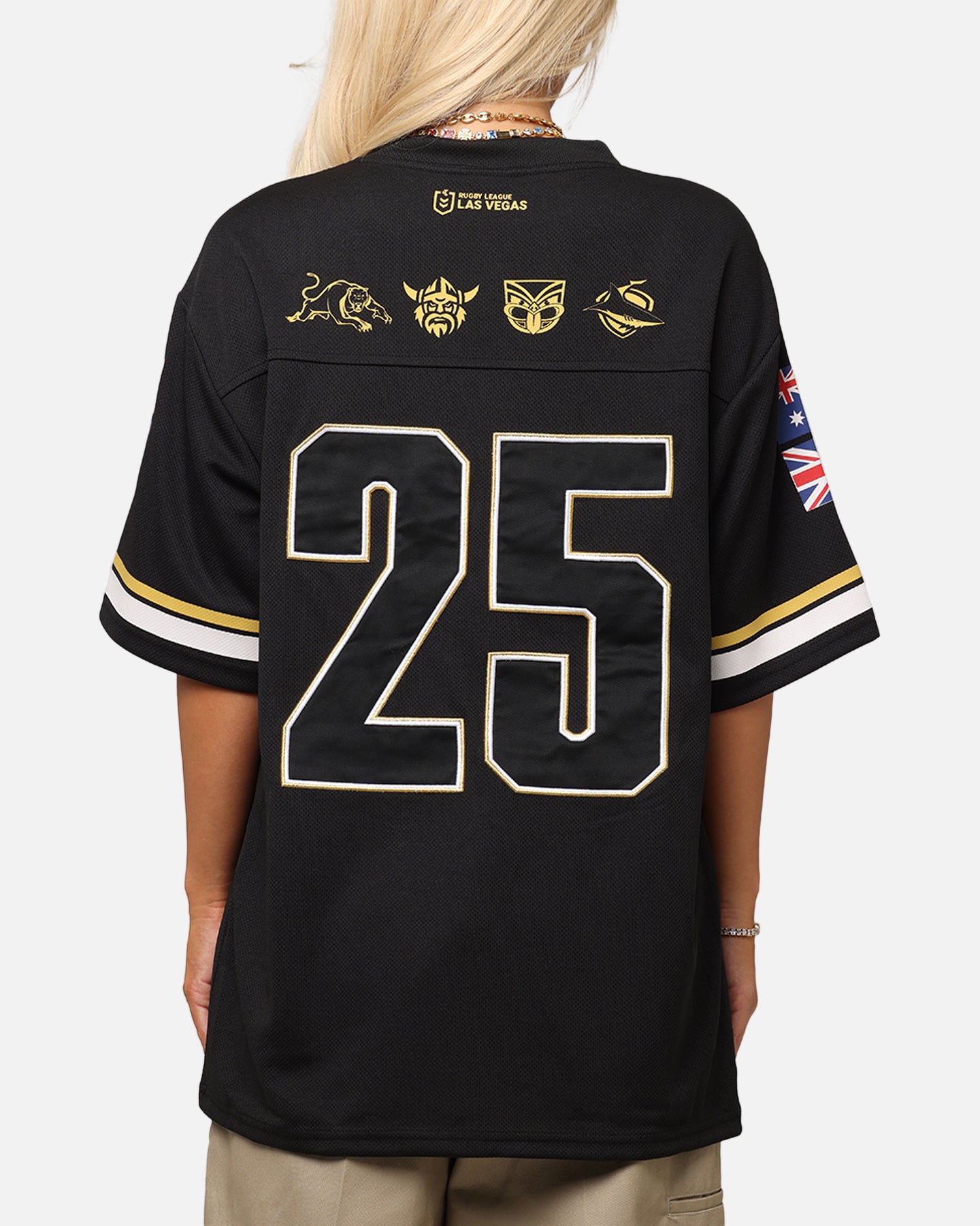 Bleacher Athletic NRL 2025 Las Vegas Round Grid Iron T-Shirt Black、mySite、zt4zffjzw