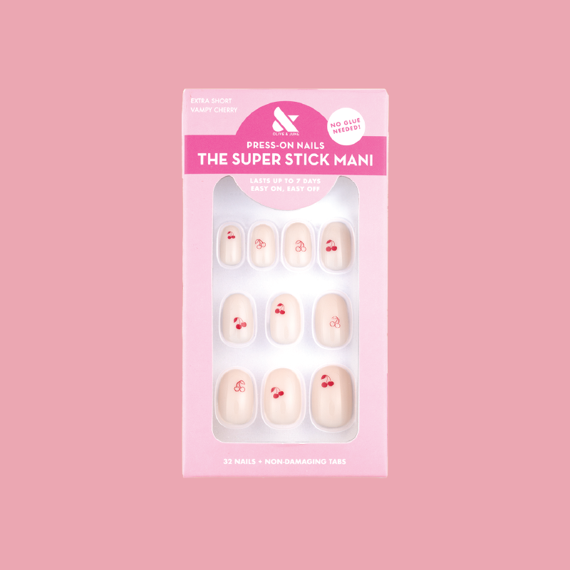 Vampy Cherry | Extra Short | Round - Tab Press-On、mySite、solidvoid