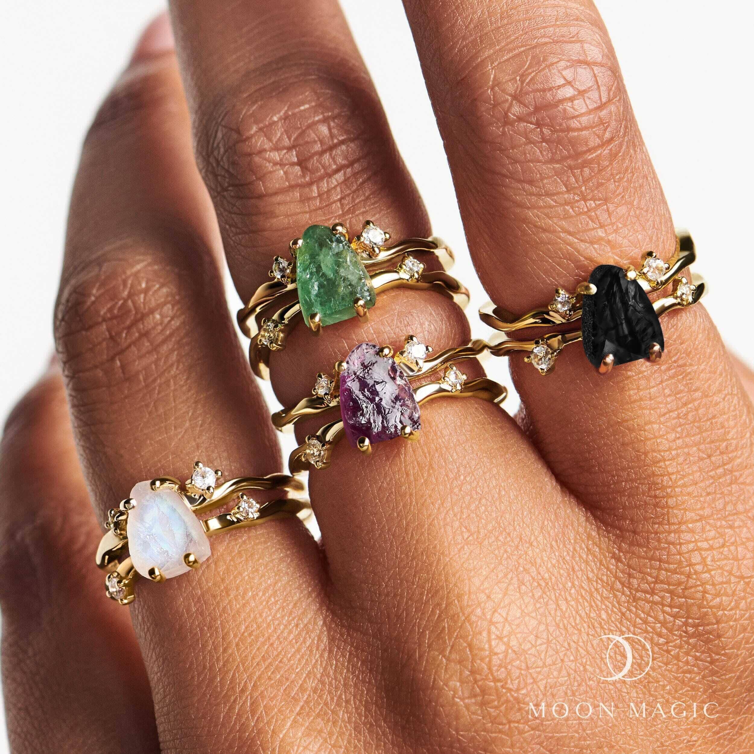 Raw Crystal Ring - Flow Black Obsidian、mySite、hinf8tx79