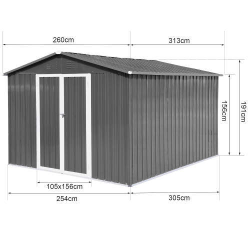 Metal garden sheds 8ftx10ft outdoor storage sheds Grey (Old sku:W1350S00016)、、eastwooduniform
