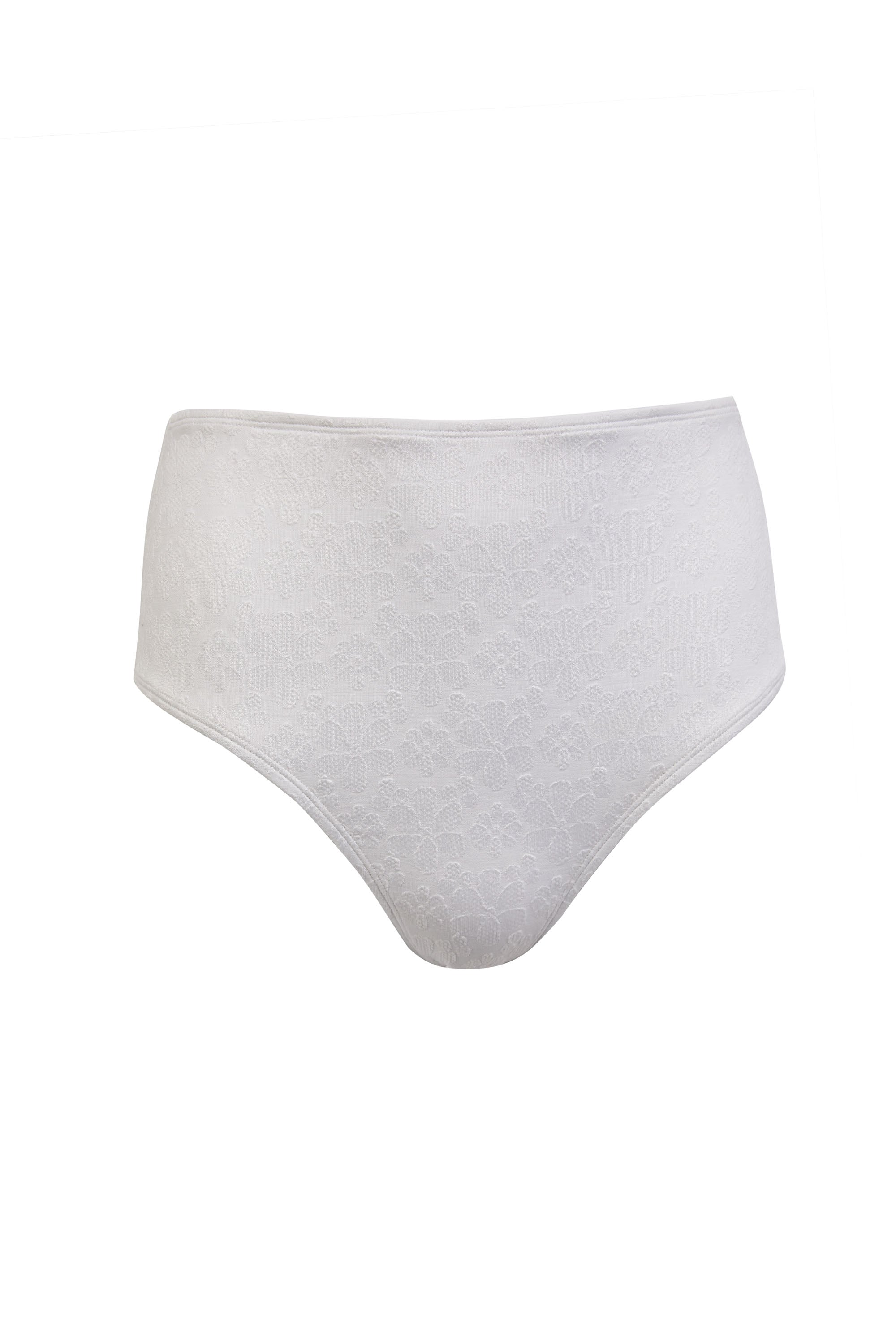 Zoe Mix & Match White Floral Texture High Waisted Bikini Bottom、mySite、bengalsvssteelers