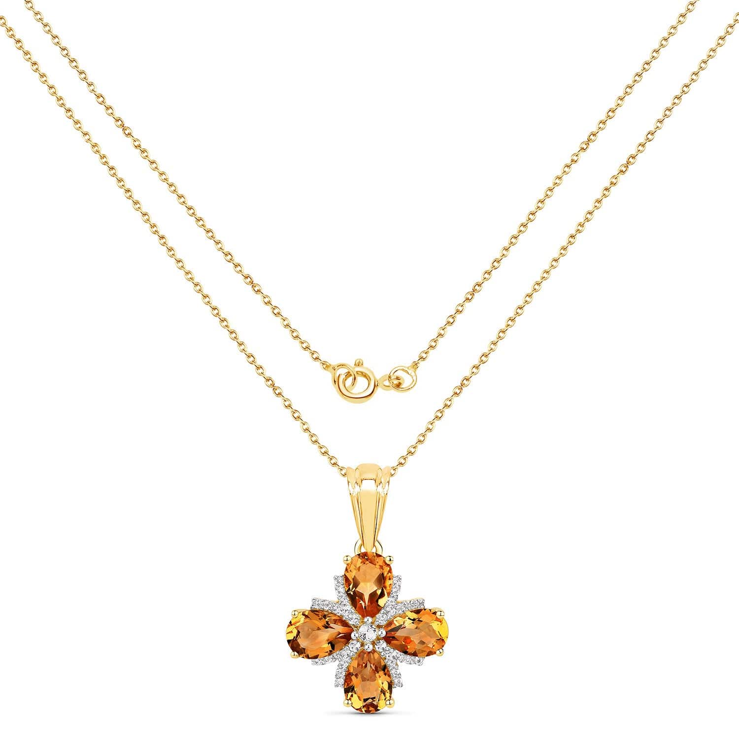 Genuine Madeira Citrine and White Topaz 2.46 Carat .925 Sterling Silver Pendant、mySite、g9winljtr