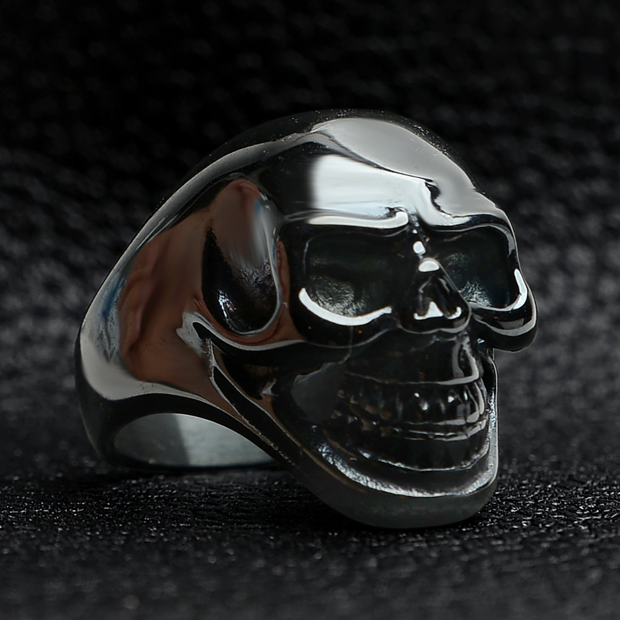 Black Grinning Skull Stainless Steel Ring / SCR4066、mySite、dreamappss