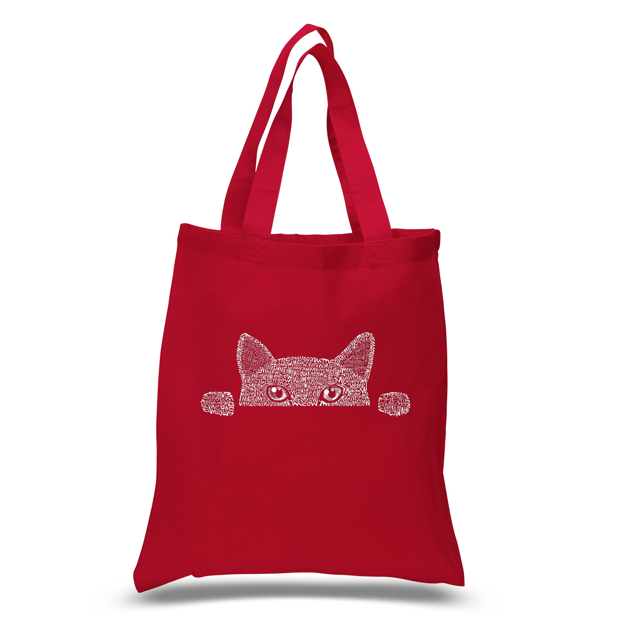 Peeking Cat - Small Word Art Tote Bag、mySite、camillekostekn