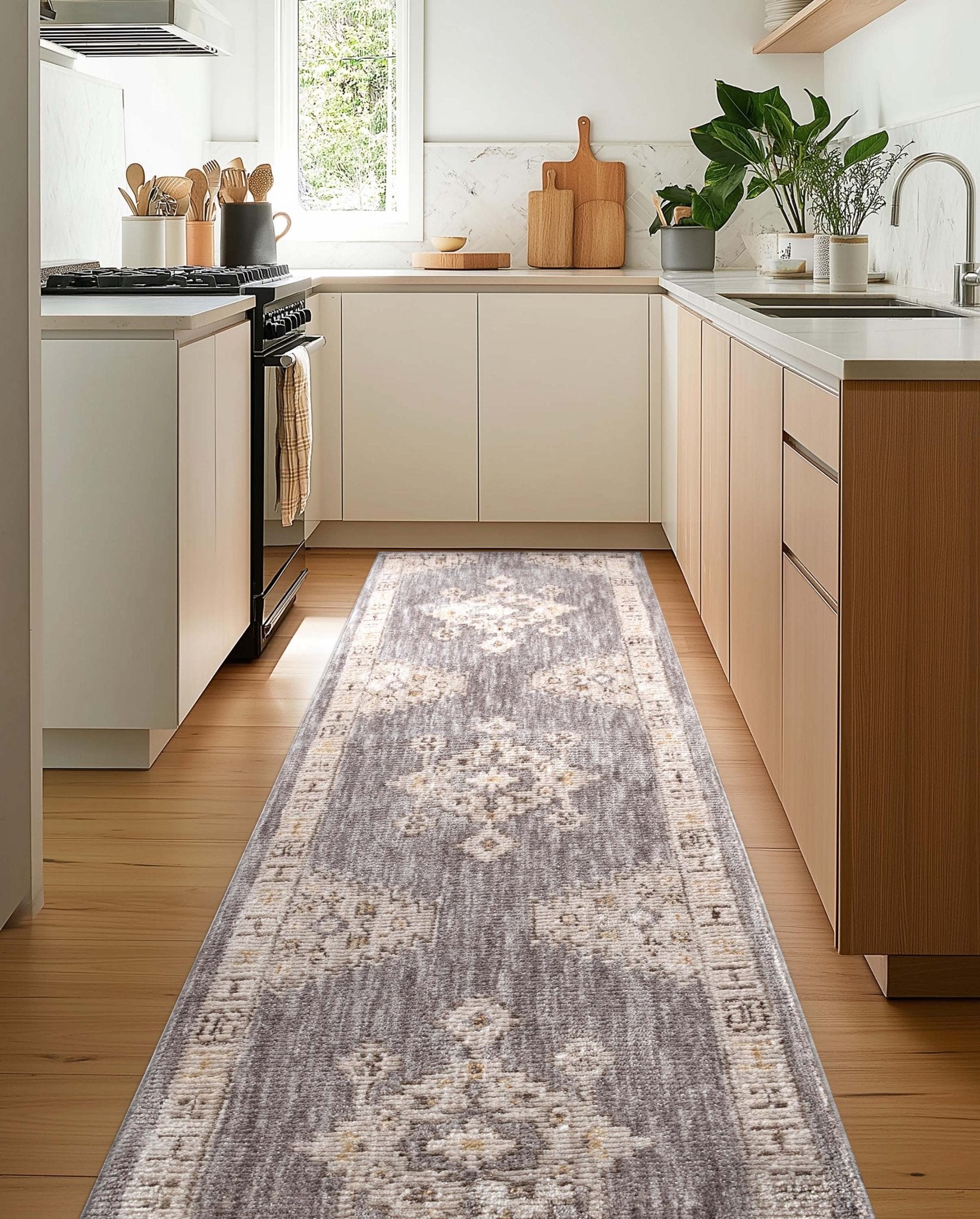 Custom Size Runner Isfjord Tribal Medallion Grey Choose Your Width x Choose Your Length - Perfect For Hallway, Stairs & Kitchen、mySite、gigharbornorthrealestate