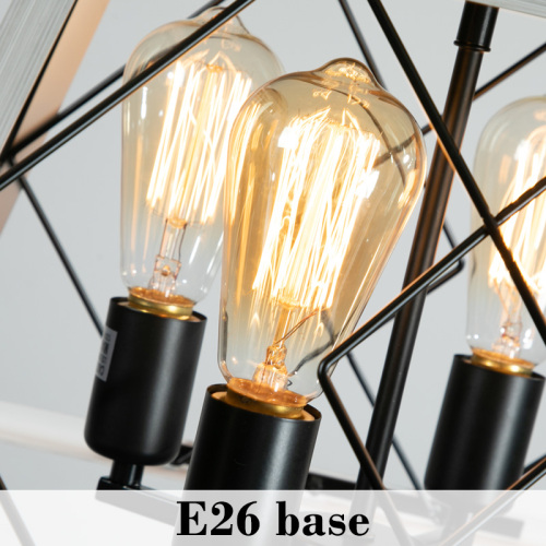 (Same as W1340111202/L1008) 16" Walnut Industrial 4-Light Pendant Chandelier, Modern Metal Cage Design, Adjustable Hanging Light for Dining Room, Kitchen, Living Room (No Bulbs)、、eastwooduniform