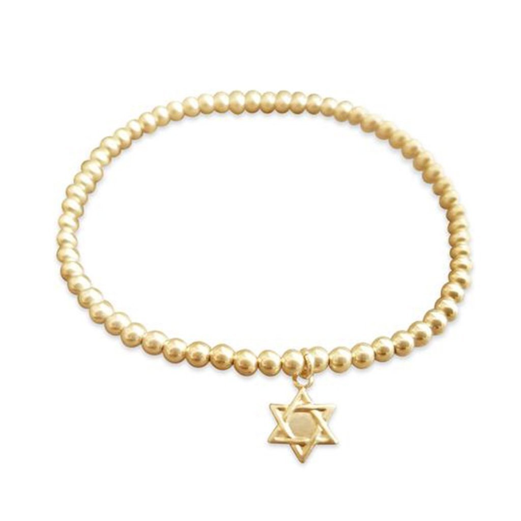 Gold Beaded Bracelet with Star of David、mySite、topwebapps