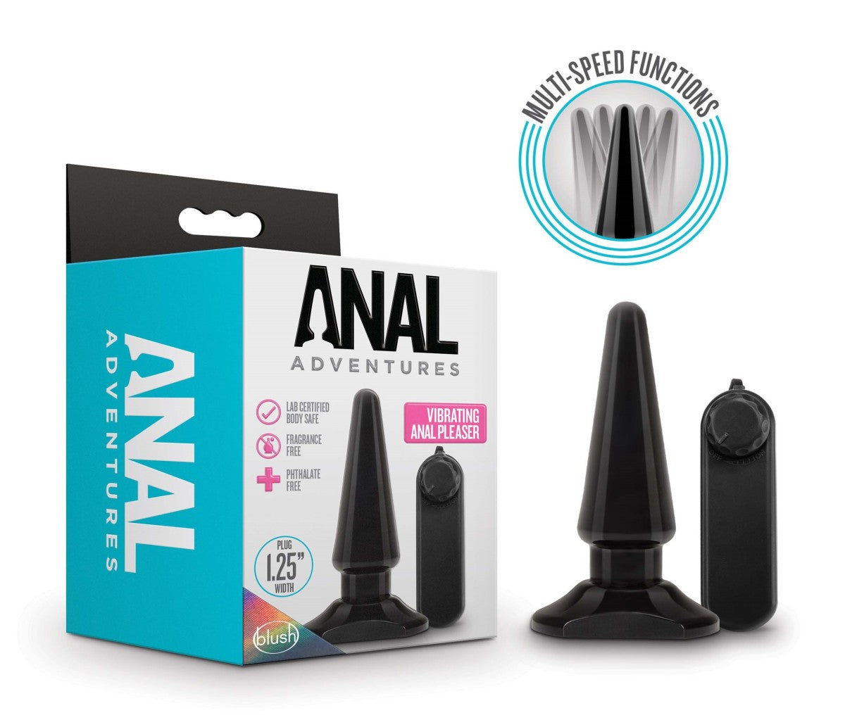 Anal Adventures By Blush® | Basic Pleaser Black 4-Inch Vibrating Anal Plug、mySite、bottomscart