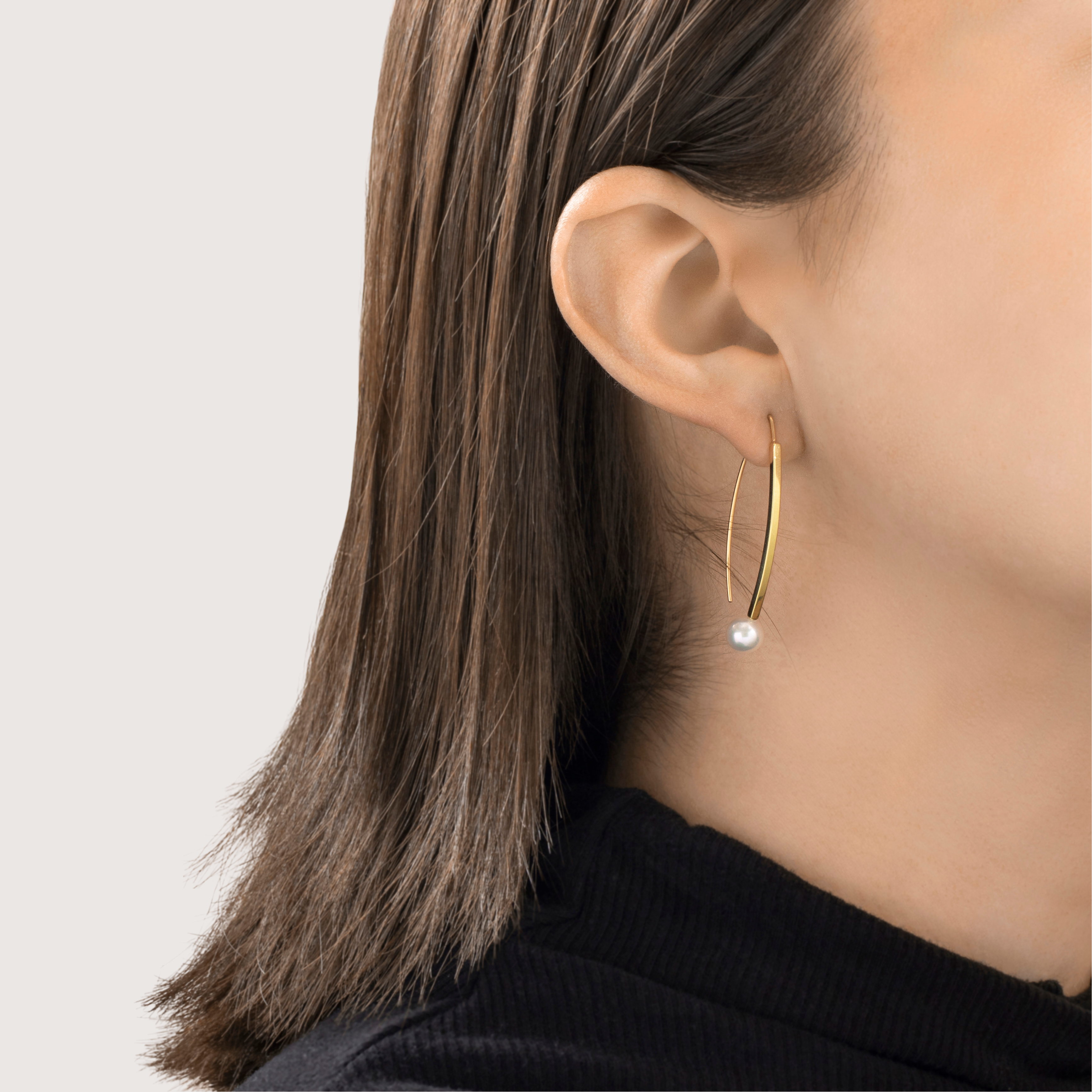 Vintage 14k Yellow Gold Pearl Dramatic Modernist Drop Earrings、mySite、hinf8tx79