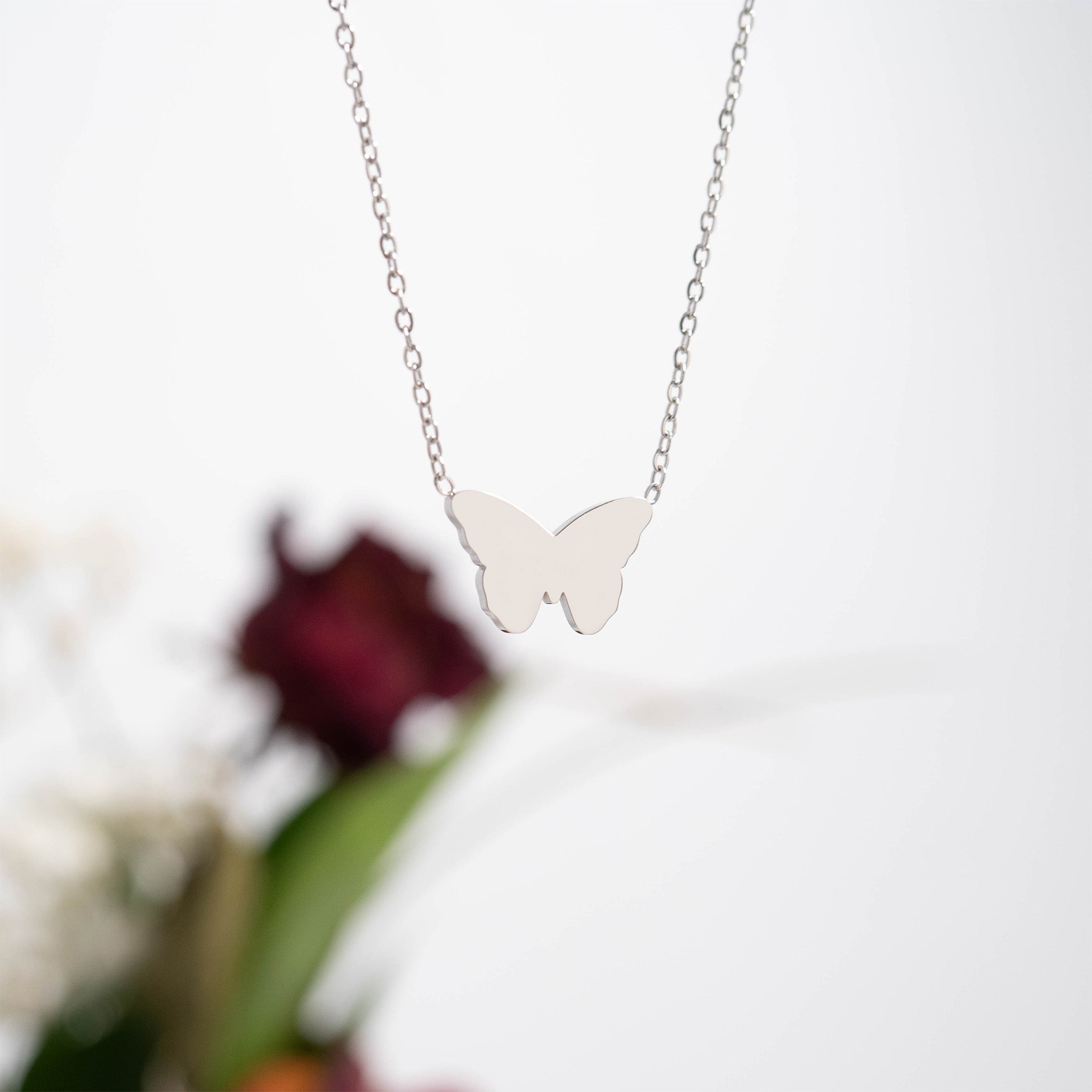 18K Gold PVD Stainless Steel Blank Engravable Butterfly Necklace / CHN0084、mySite、dreamappss