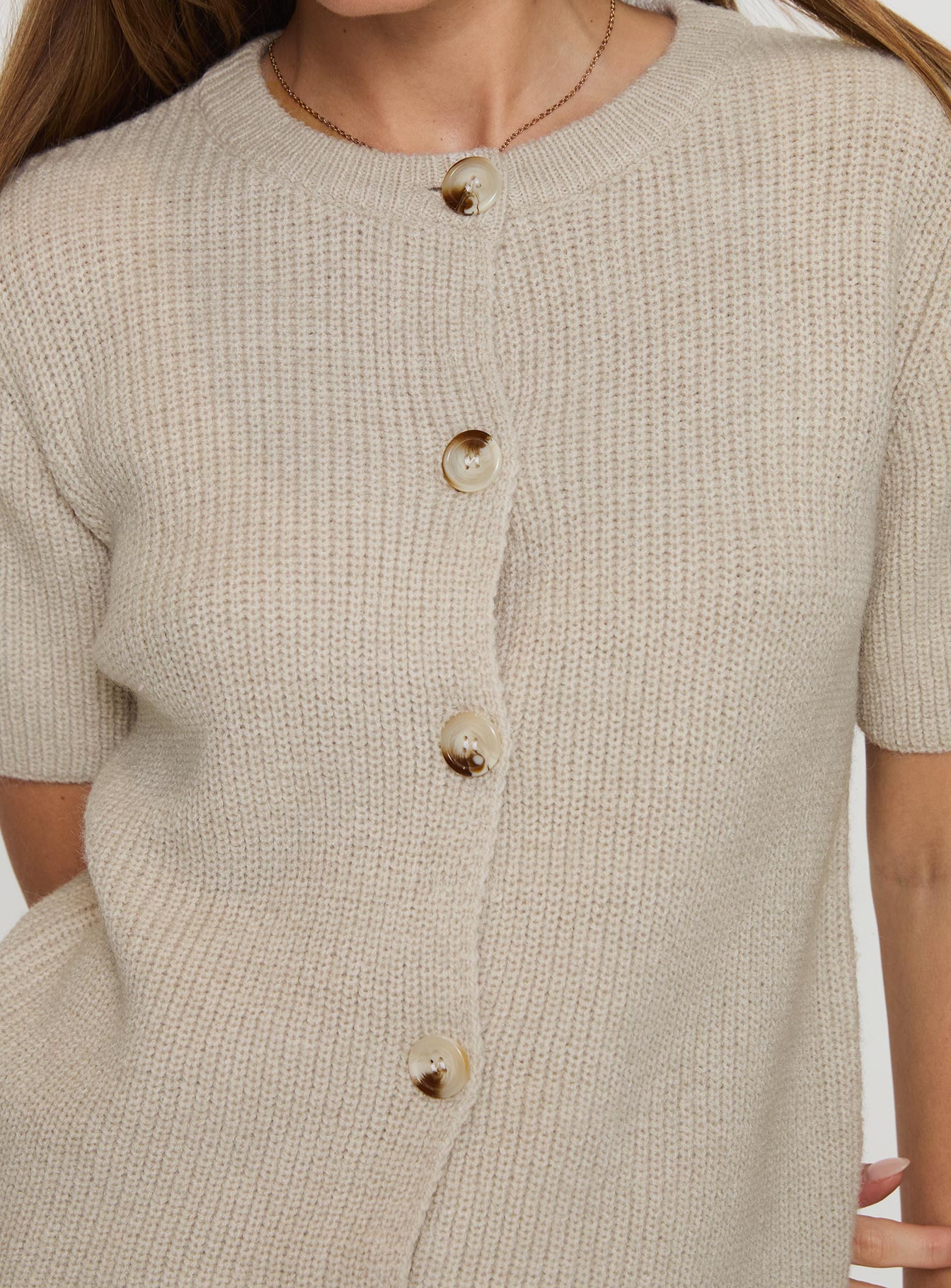 Wait A Lifetime Short Sleeve Cardigan Beige、mySite、solidvoid