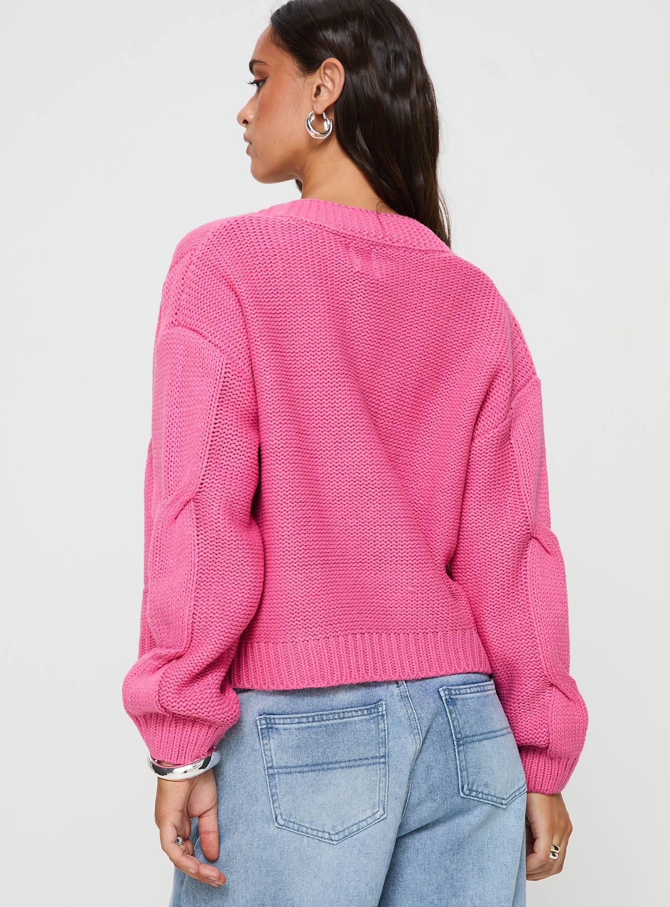 Kinzley Cable Knit Cardigan Pink、mySite、solidvoid