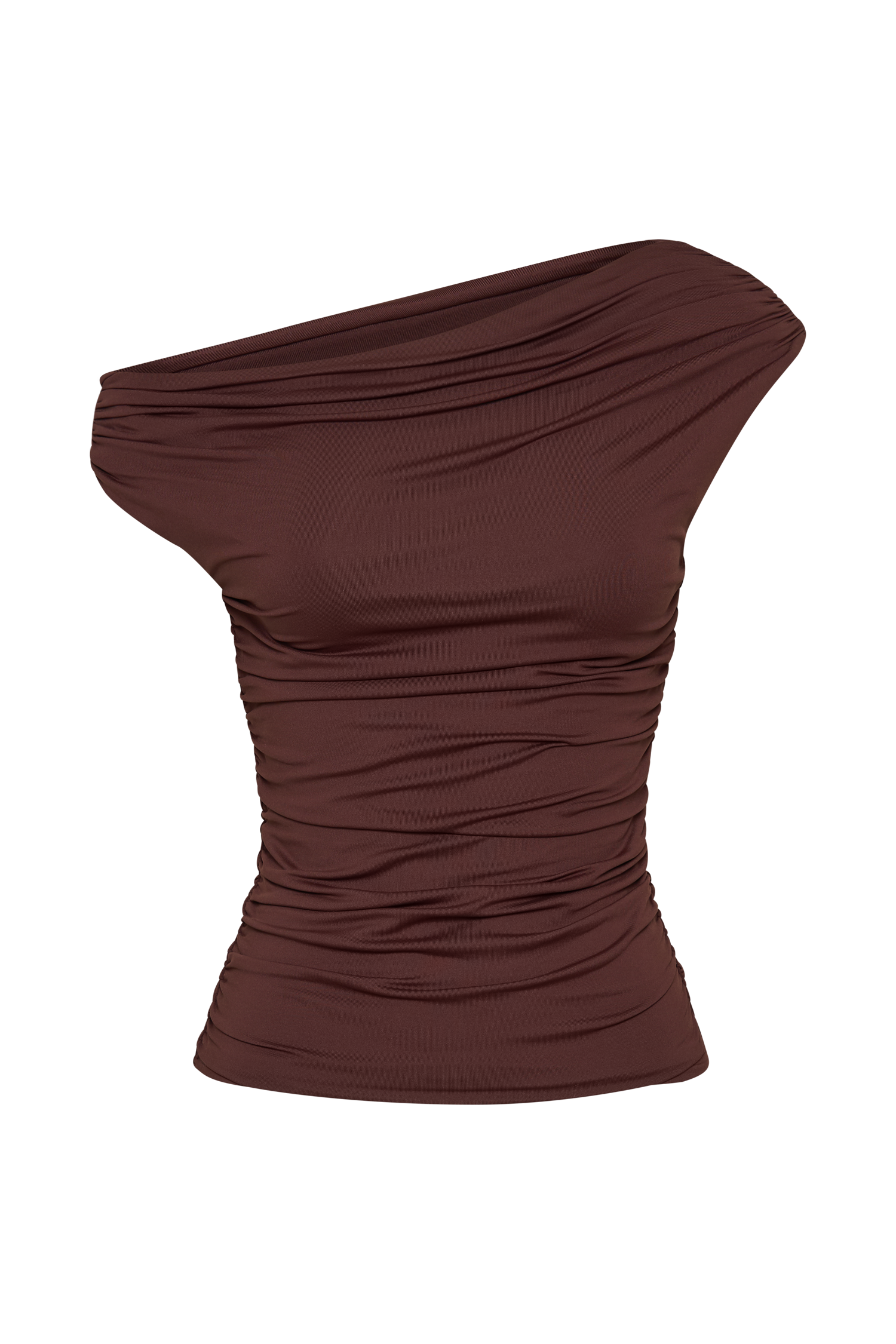 Alayna Recycled Nylon Ruched Top - Chocolate、mySite、solidvoid
