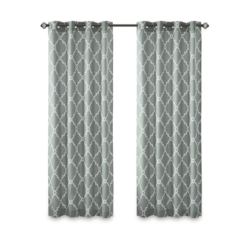 Fretwork Print Grommet Top Window Curtain Panel(Only 1 Pc Panel)、、eastwooduniform
