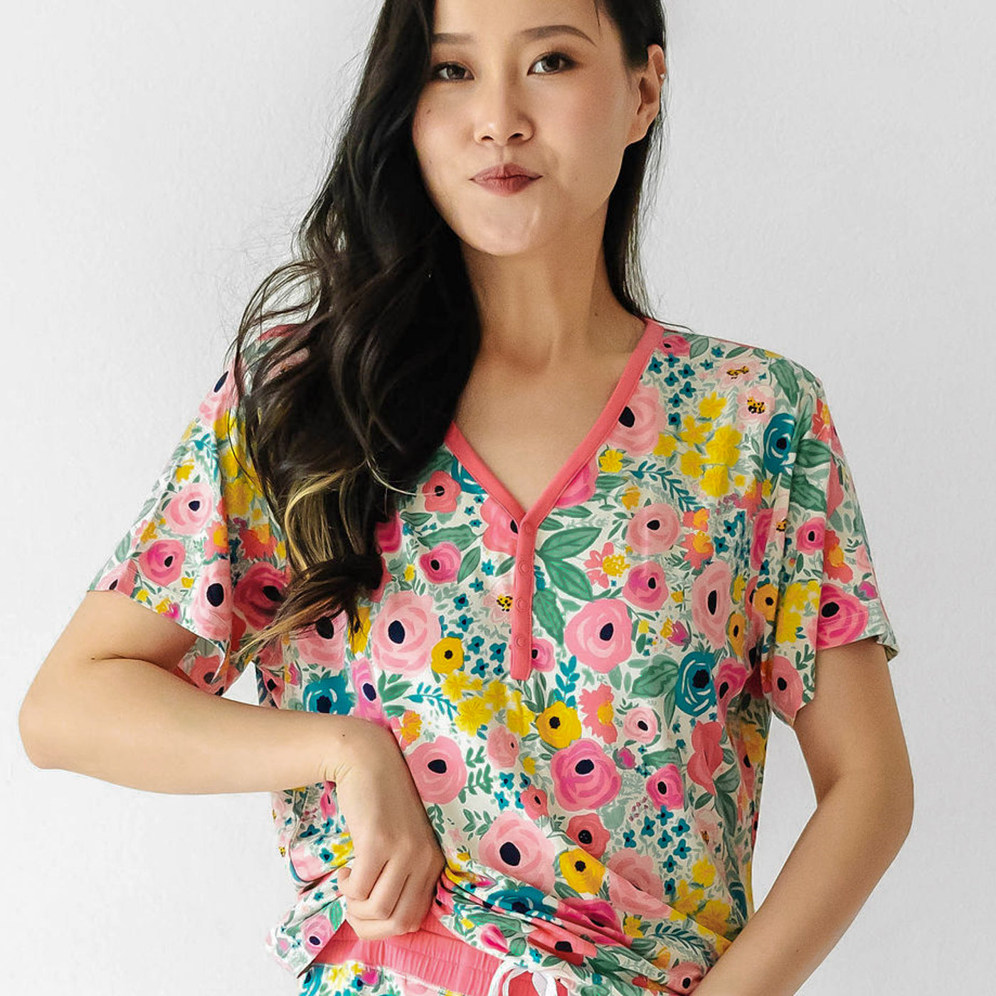 Secret Garden Women's Short Sleeve Pajama Top、mySite、g9winljtr