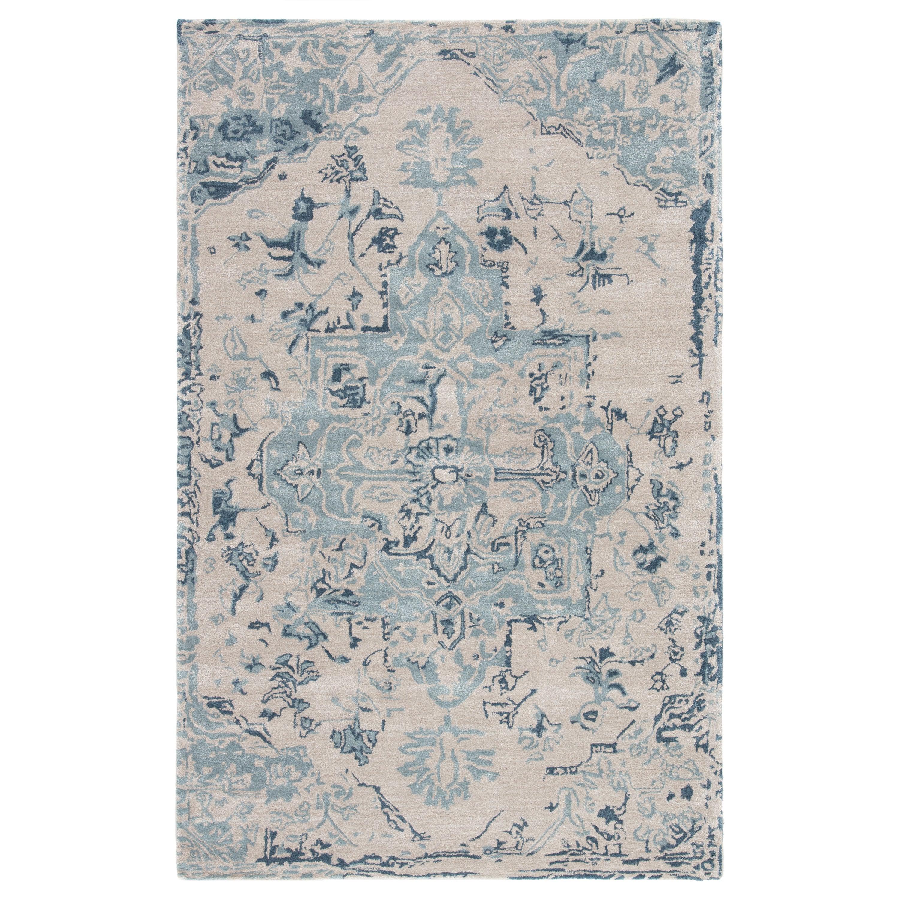 Sasha Handmade Medallion Beige Dark Blue Area Rug、mySite、gigharbornorthrealestate