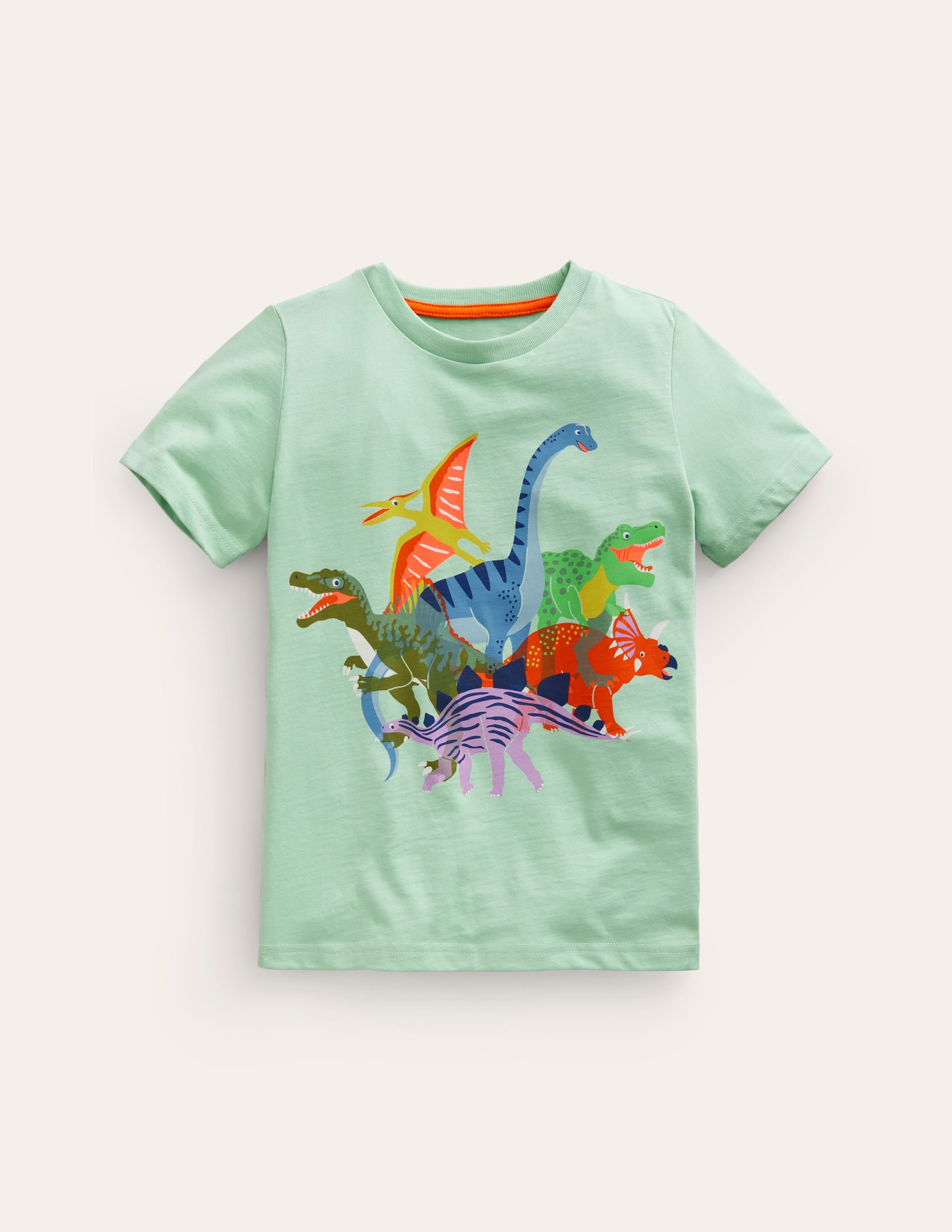  Riso Printed T-shirt-Pistachio Green Dinos、mySite、ashleygrahame