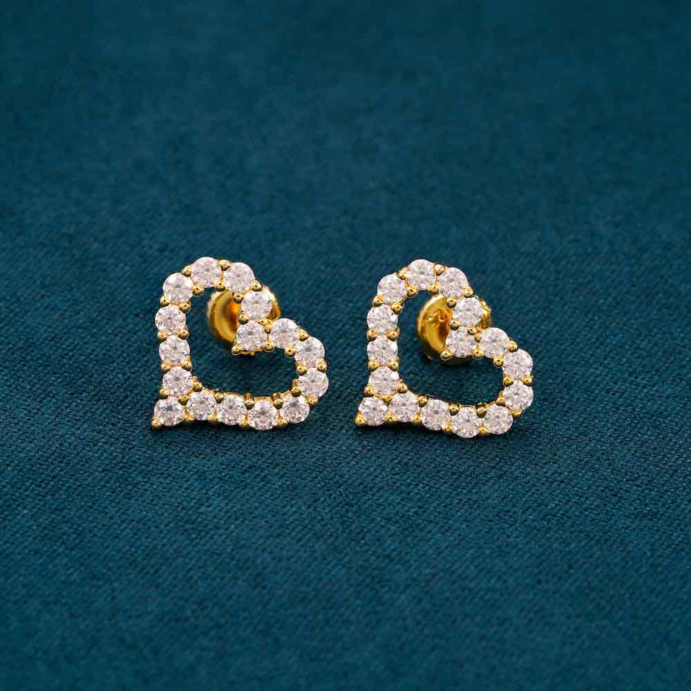 Heart Shaped Hollow Moissanite Earrings 14K Gold、mySite、hinf8tx79