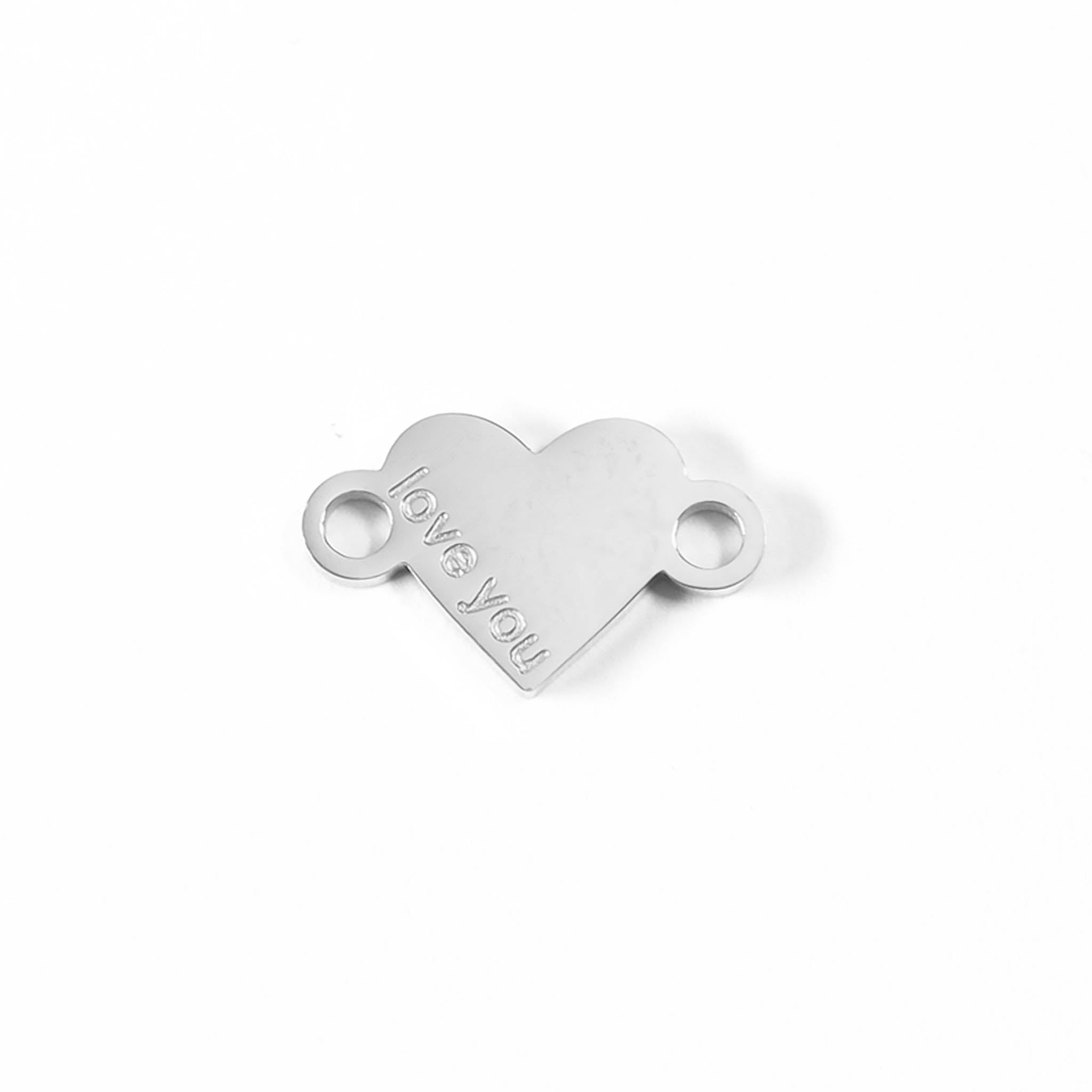 18K Gold PVD Stainless Steel Love You Heart Charm Connector / PDL0051、mySite、dreamappss