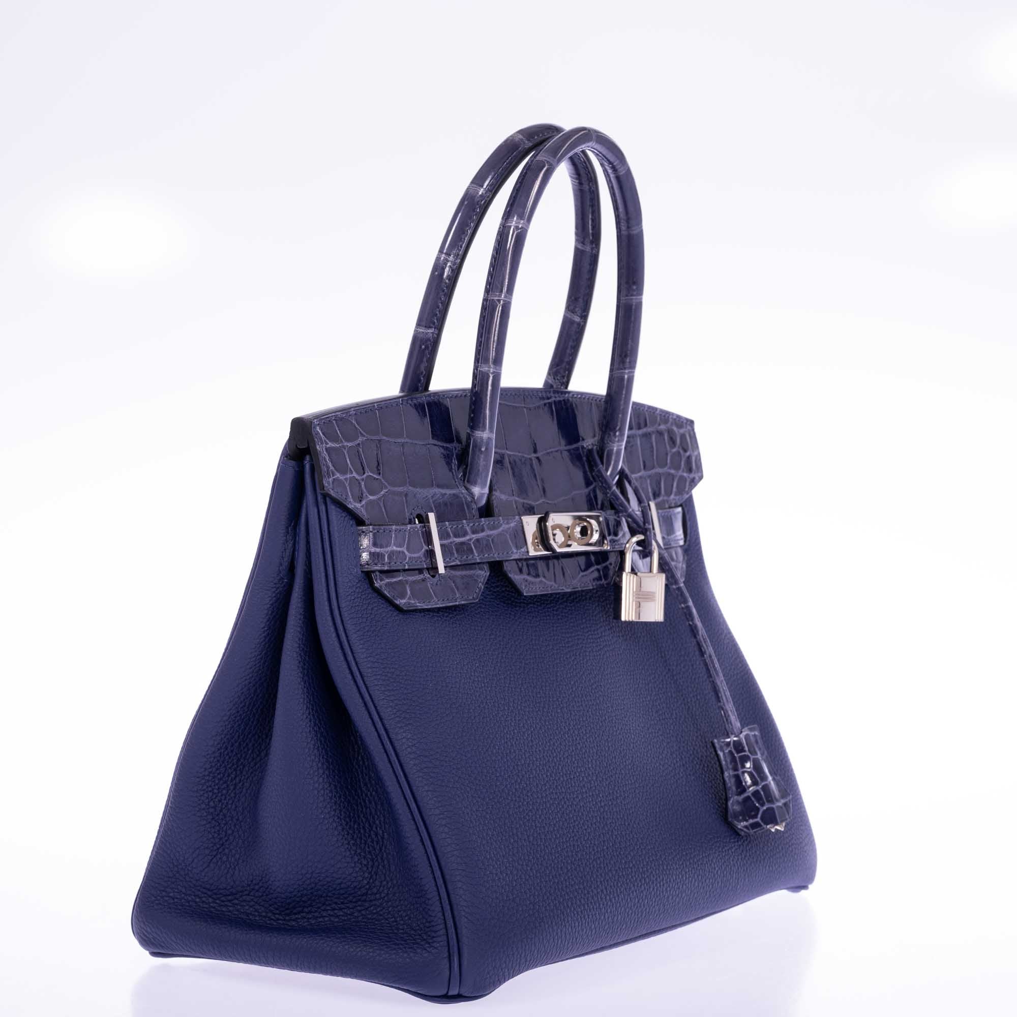 Hermès Touch Birkin 30 Bleu Encre Togo and Shiny Niloticus Crocodile Palladium Hardware、mySite、garminoutage.com