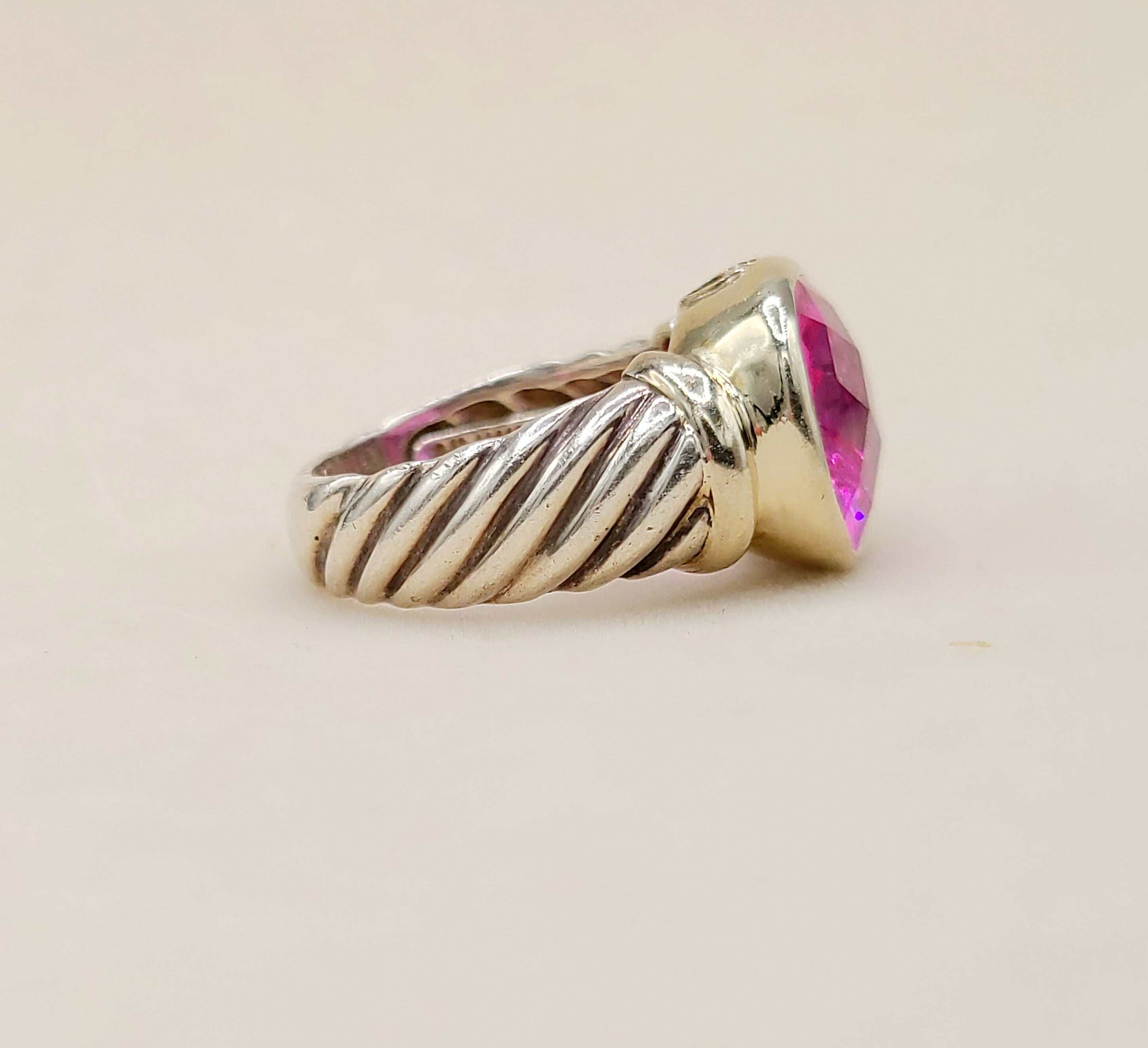 David Yurman Noblesse Ring Pink Tourmaline Silver & 14K Gold、mySite、hinf8tx79