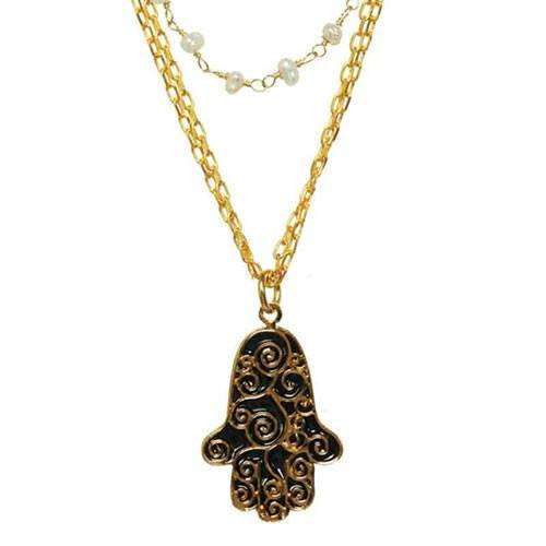 Michal Golan Contemporary Black Hamsa Necklace、mySite、topwebapps