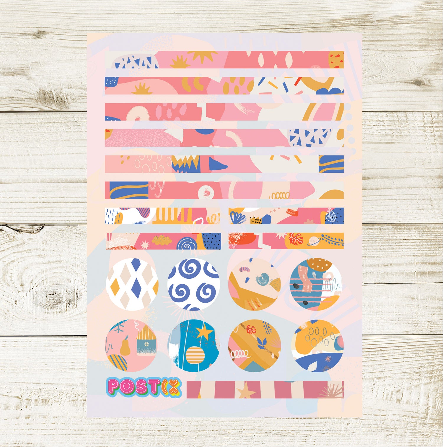  Pink Abstract Print Sticker Sheet Twin Pack、mySite、ghnorth