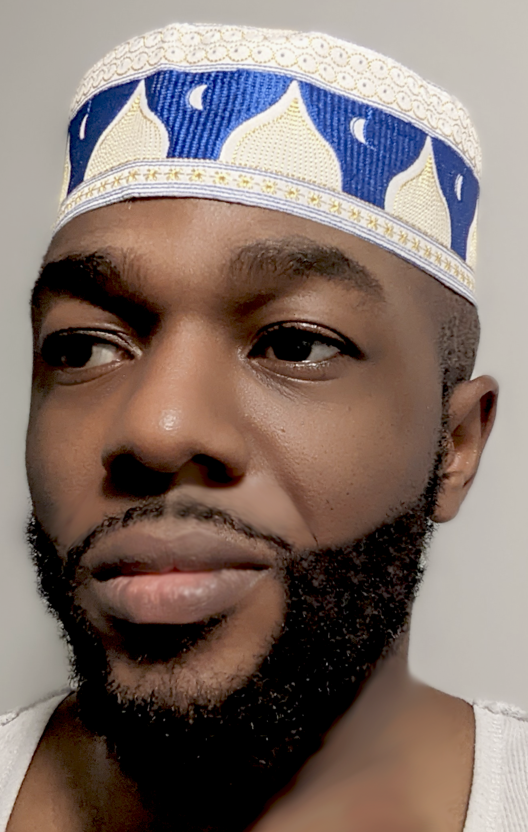 Kambi Off-White Gold and Blue African Kofia Hat-DPHK104、mySite、solidvoid