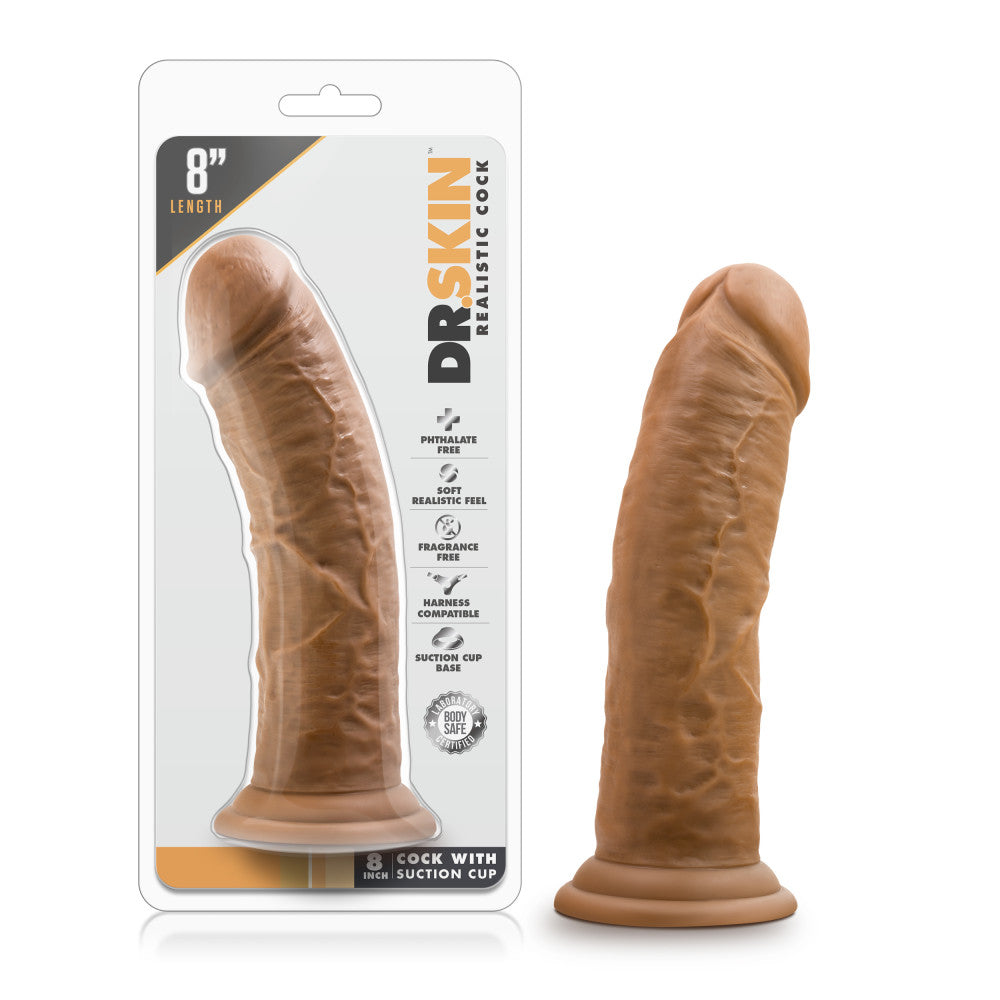 Dr. Skin By Blush® | Realistic Mocha 8-Inch Long Dildo With Suction Cup Base、mySite、bottomscart