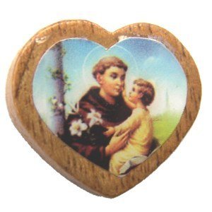 St. Anthony wooden center - enamel heart (18x16mm -0.7x0.6)、mySite、topwebapps