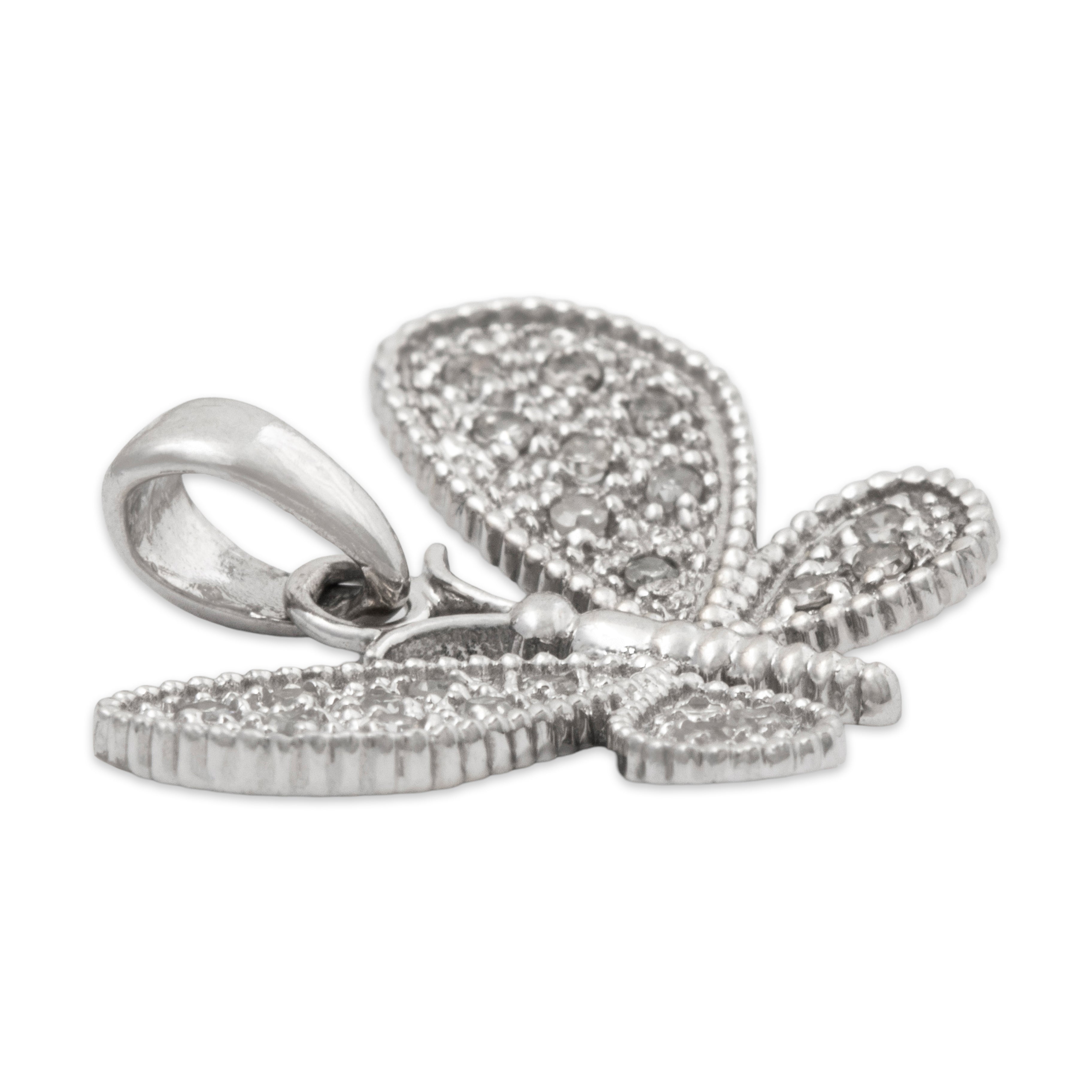 Vintage 14k White Gold Diamond Butterfly Pendant、mySite、hinf8tx79