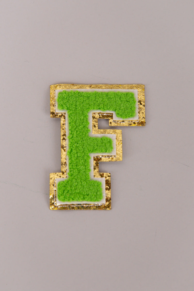 Chenille Adhesive Patch Letters - Green 5.5cm、mySite、hinf8tx79
