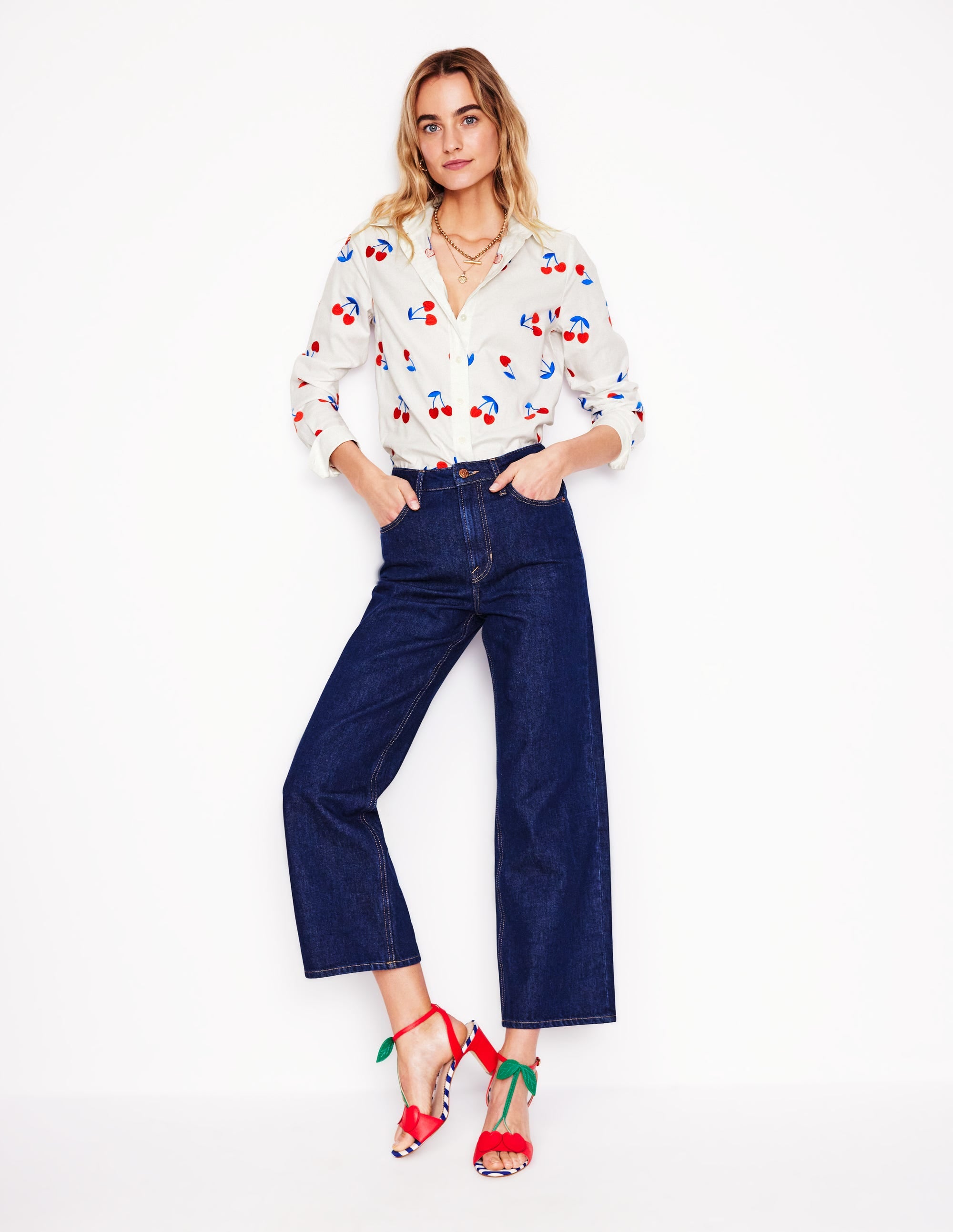  Sienna Embroidered Shirt-White, Cherries、mySite、ashleygrahame