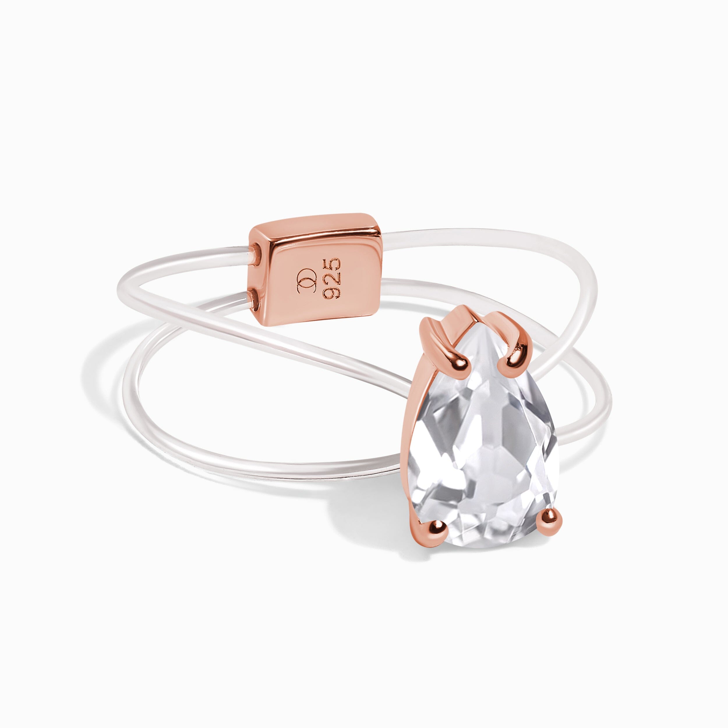 White Topaz Ring Floating Sway - April Birthstone、mySite、hinf8tx79