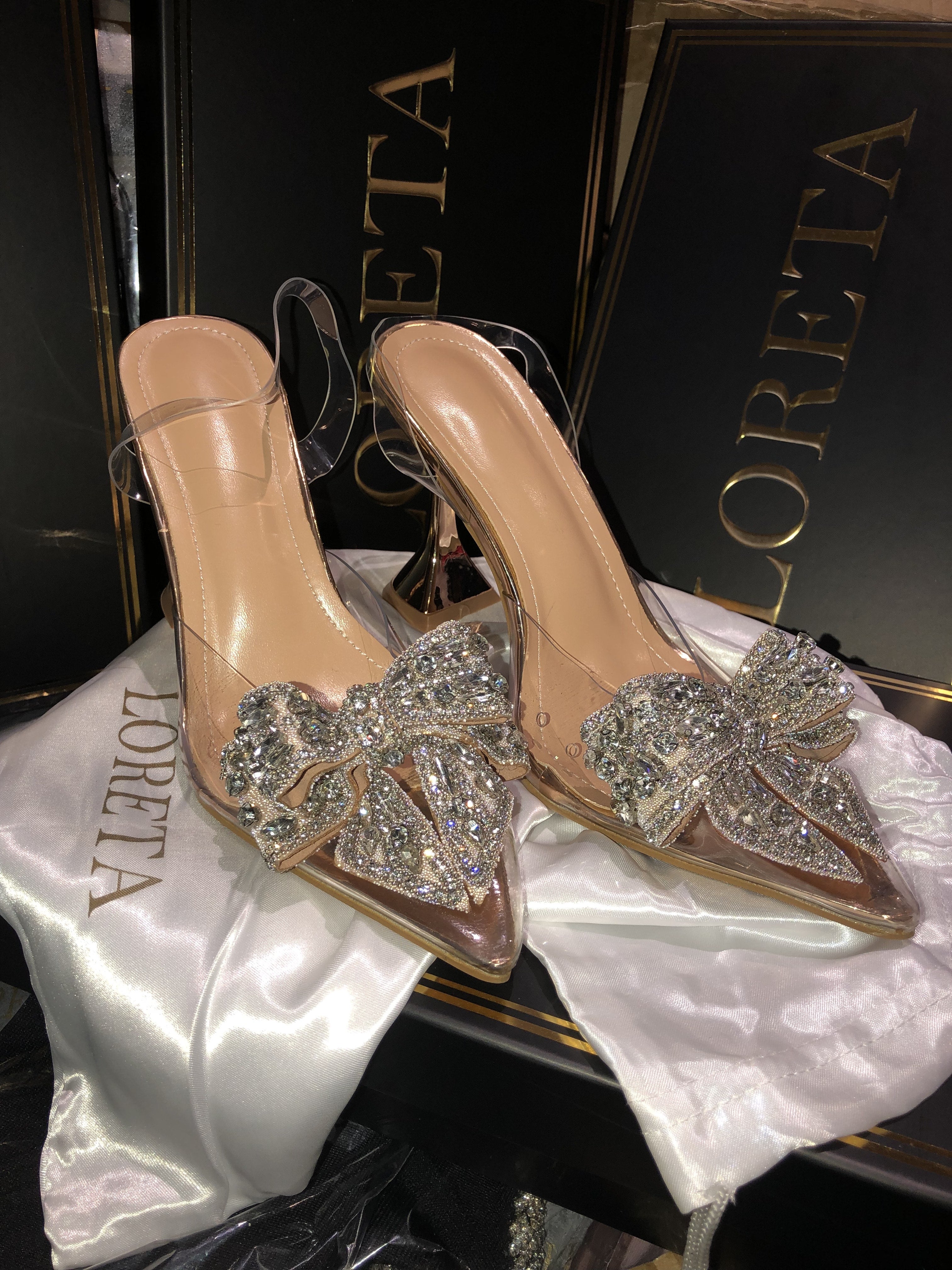  Vintage Look Bow Clear Heels、mySite、merchandisen