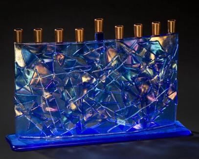 Blue Arc Fused Glass Menorah by Daryl Cohen、mySite、topwebapps
