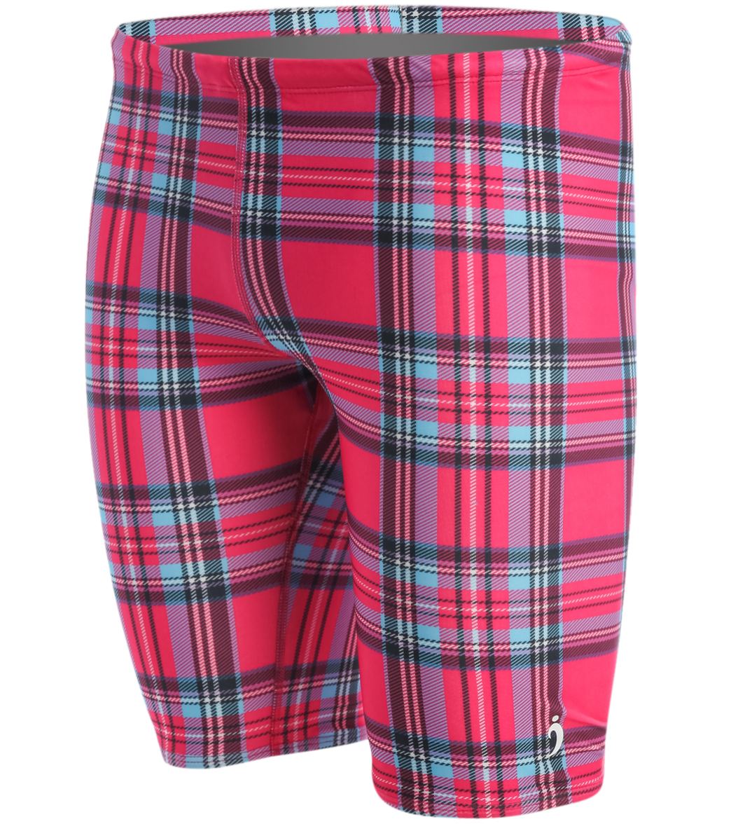Illusions Pink Plaid Love and Happiness Jammer Swimsuit、mySite、noshort